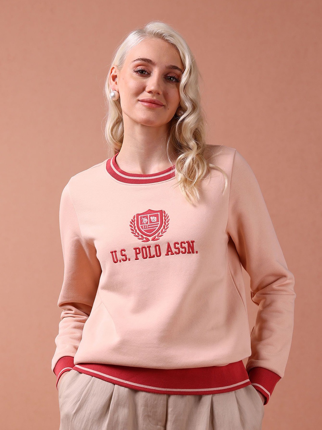 U.S. Polo Assn. Women Typography Printed Round Neck Cotton Pullover Sweatshirt, Pink
U.S. Polo Assn. Women Typography Printed Round Neck Cotton Pullover Sweatshirt, Pink