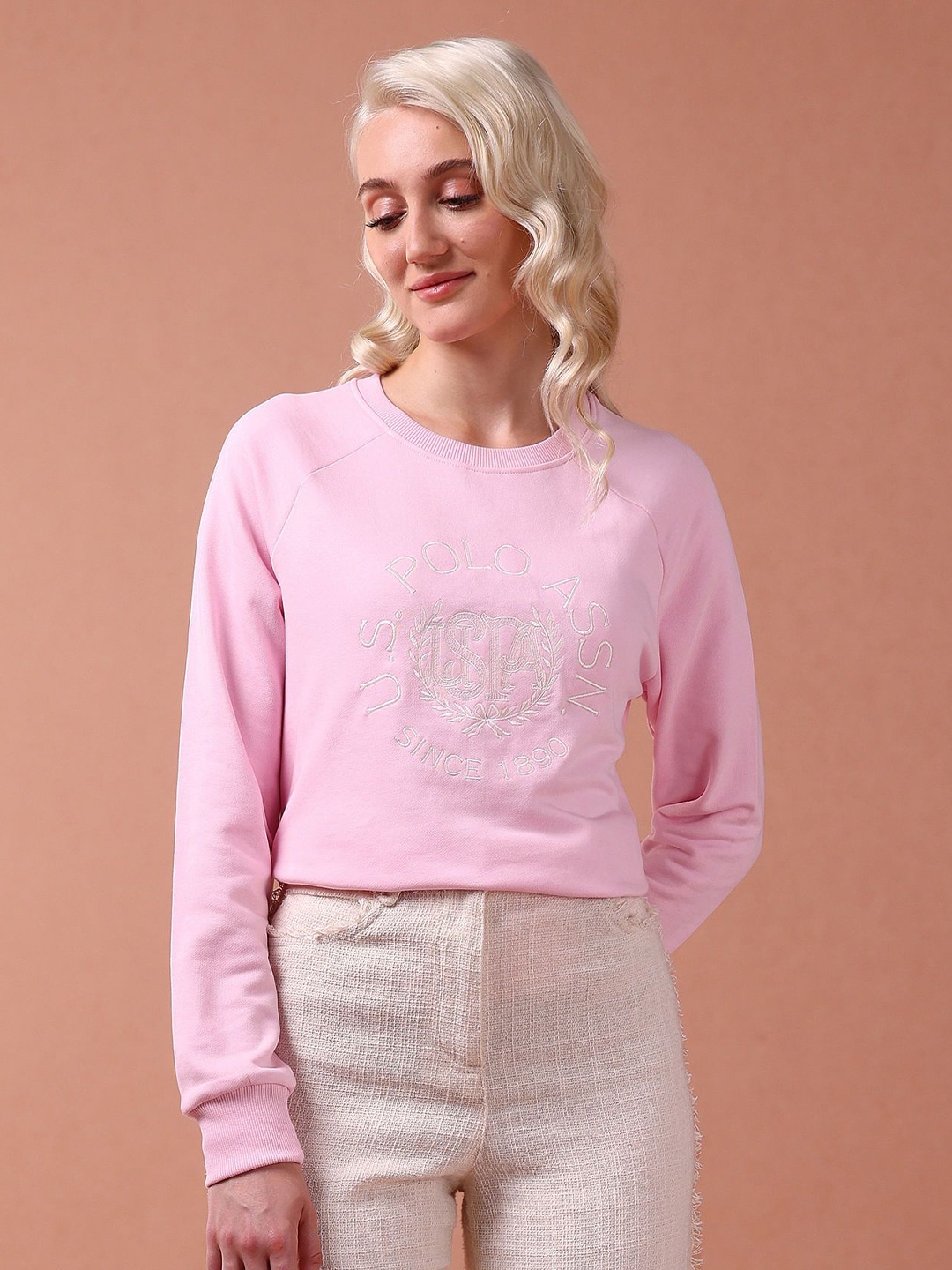 U.S. Polo Assn. Women Brand Logo Embroidered Round Neck Cotton Pullover Sweatshirt, Pink
U.S. Polo Assn. Women Brand Logo Embroidered Round Neck Cotton Pullover Sweatshirt, Pink