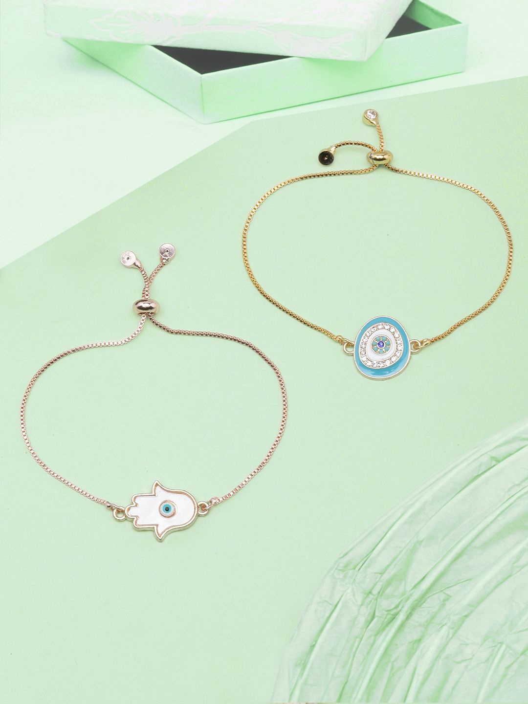 KPOP Set Of 2 Rose Gold Plated Artificial Stones Studded Enamelled Wraparound Bracelet
KPOP Set Of 2 Rose Gold Plated Artificial Stones Studded Enamelled Wraparound Bracelet