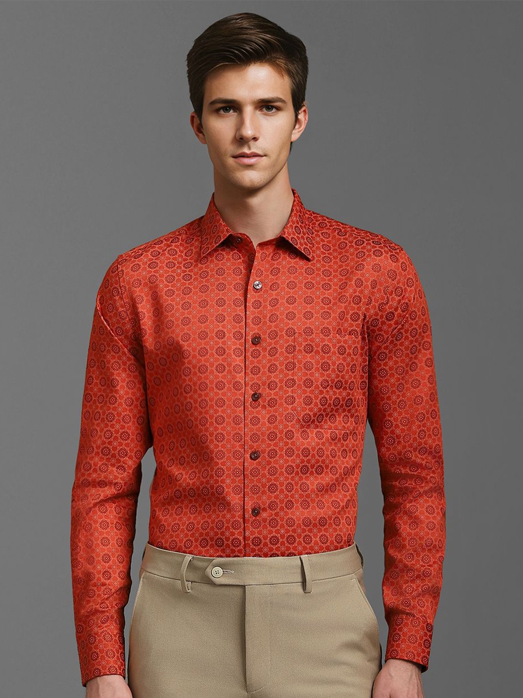 Louis Philippe Men Spread Collar Floral Printed Cotton Slim Fit Formal Shirt, Red
Louis Philippe Men Spread Collar Floral Printed Cotton Slim Fit Formal Shirt, Red