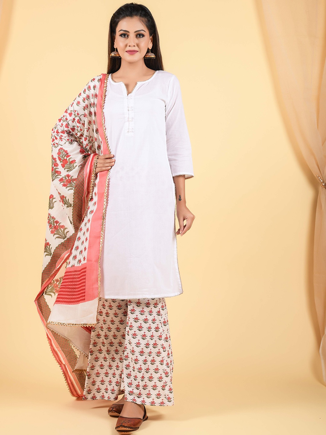 Anastay Clothing Women White Floral Regular Pure Cotton Kurti with Palazzos & With Dupatta
Anastay Clothing Women White Floral Regular Pure Cotton Kurti with Palazzos & With Dupatta