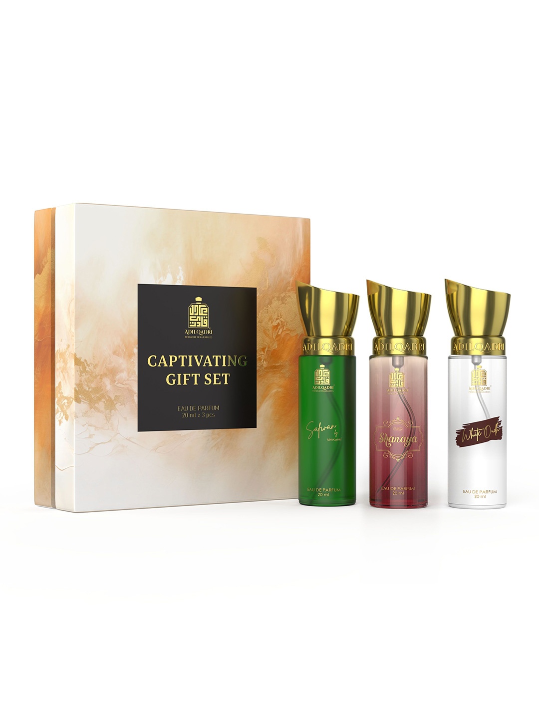 ADILQADRI Set Of 3 Captivating Trio Perfume Gift Set - Shanaya Safwan & White Oudh -20 ml
ADILQADRI Set Of 3 Captivating Trio Perfume Gift Set - Shanaya Safwan & White Oudh -20 ml