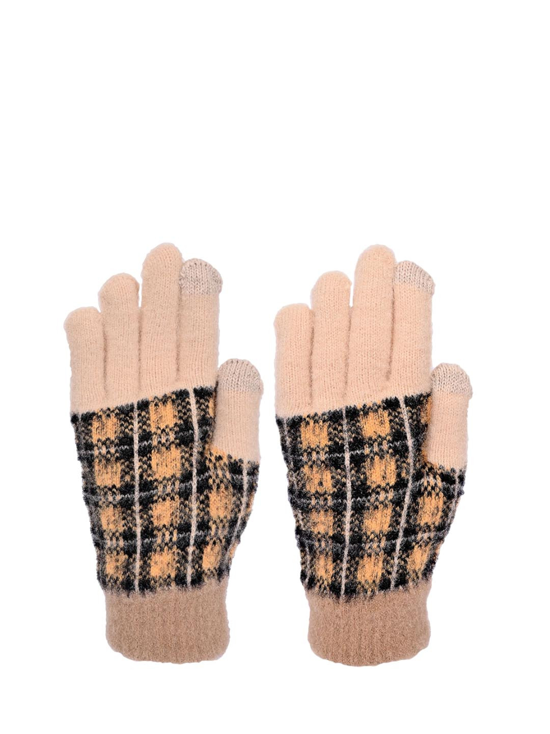 LOOM LEGACY Women Checked Acrylic Winter Gloves, Gold
LOOM LEGACY Women Checked Acrylic Winter Gloves, Gold