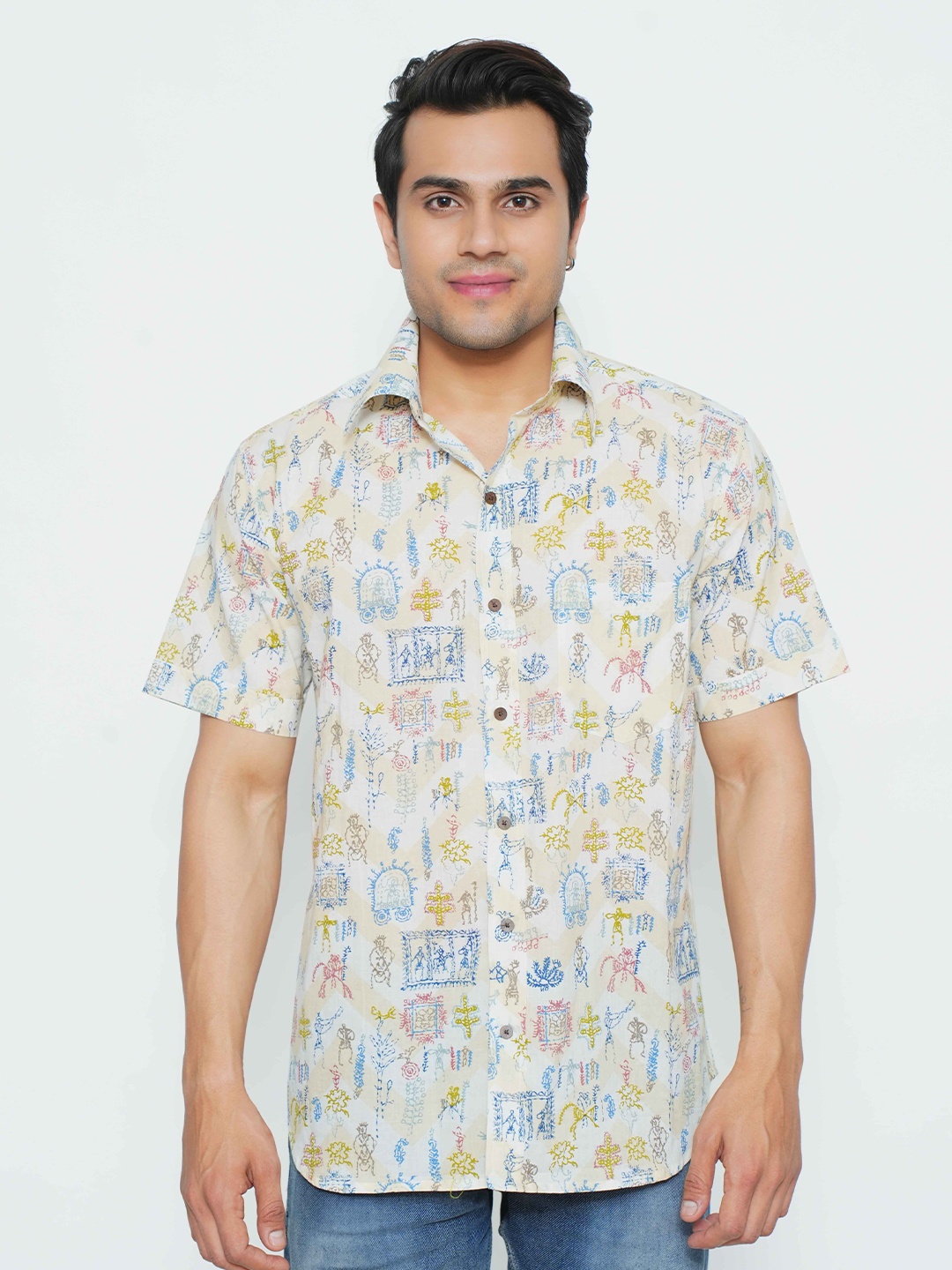 OnlyMenGrooming Men Modern Spread Collar Abstract Printed Cotton Casual Shirt, Cream
OnlyMenGrooming Men Modern Spread Collar Abstract Printed Cotton Casual Shirt, Cream