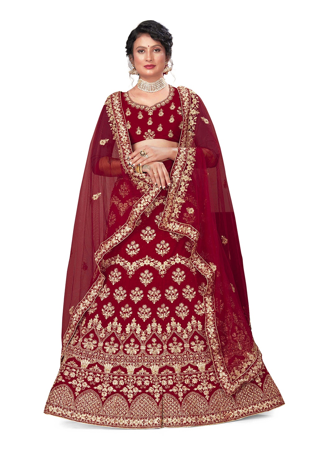 Maroosh Women Embellished Thread Work Unstitched Lehenga & Blouse With Dupatta, Maroon
Maroosh Women Embellished Thread Work Unstitched Lehenga & Blouse With Dupatta, Maroon