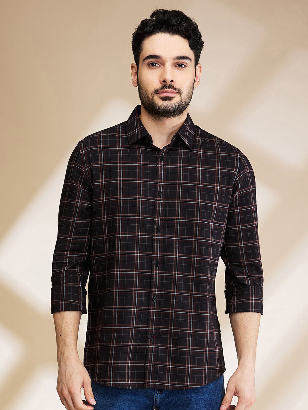 Being Human Men Spread Collar Tartan Checked Cotton Slim Fit Casual Shirt, Black
Being Human Men Spread Collar Tartan Checked Cotton Slim Fit Casual Shirt, Black