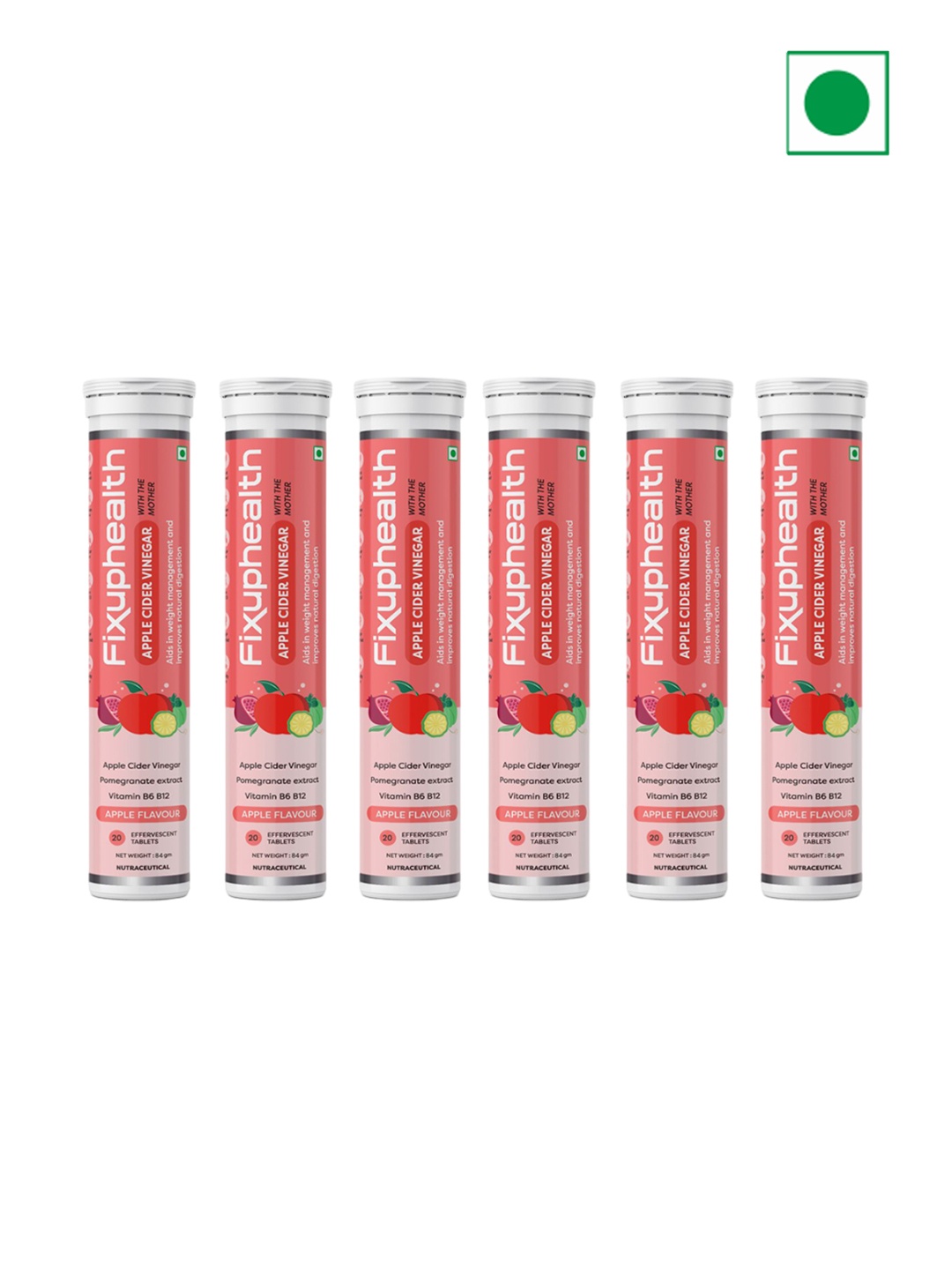 Fixuphealth Set Of 6 Apple Cider Vinegar Effervescent Tablets - 20 N Each - 84 g Each, Multi
Fixuphealth Set Of 6 Apple Cider Vinegar Effervescent Tablets - 20 N Each - 84 g Each, Multi