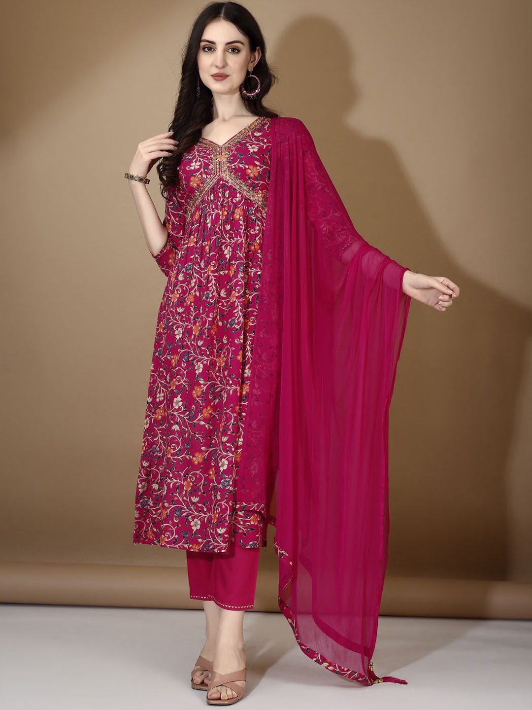 KALINI Women Floral Embroidered Thread Work Kurta with Trousers & With Dupatta, Pink
KALINI Women Floral Embroidered Thread Work Kurta with Trousers & With Dupatta, Pink