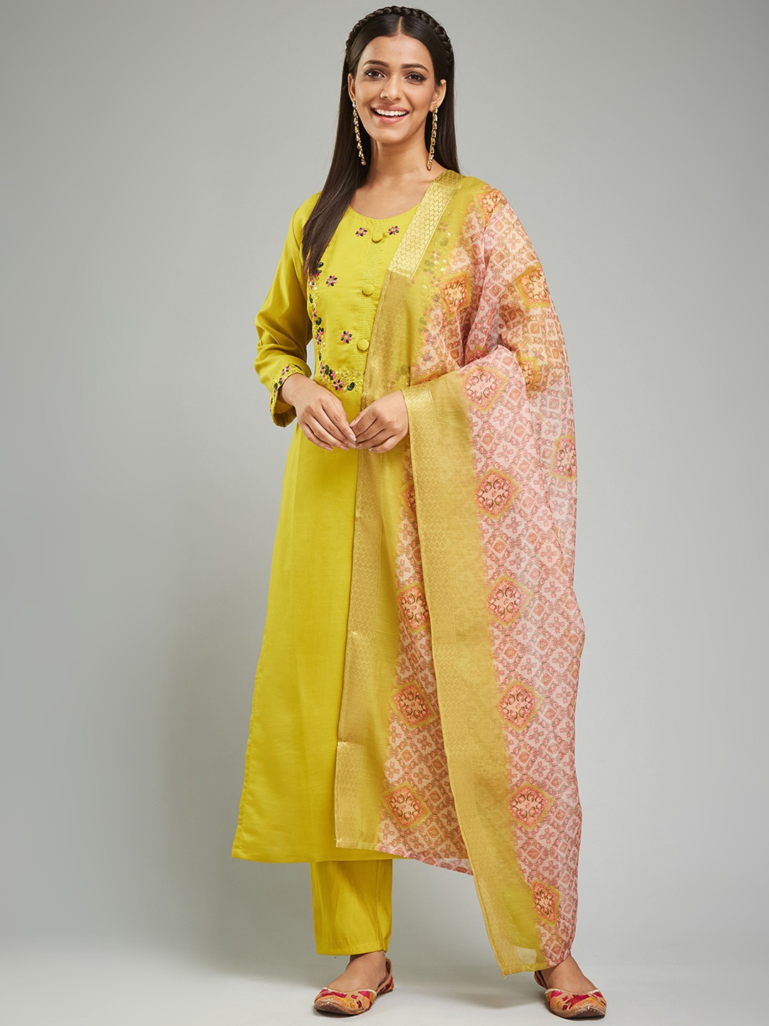 KALINI Women Ethnic Motifs Embroidered Thread Work Kurta with Trousers & With Dupatta, Lime green
KALINI Women Ethnic Motifs Embroidered Thread Work Kurta with Trousers & With Dupatta, Lime green
