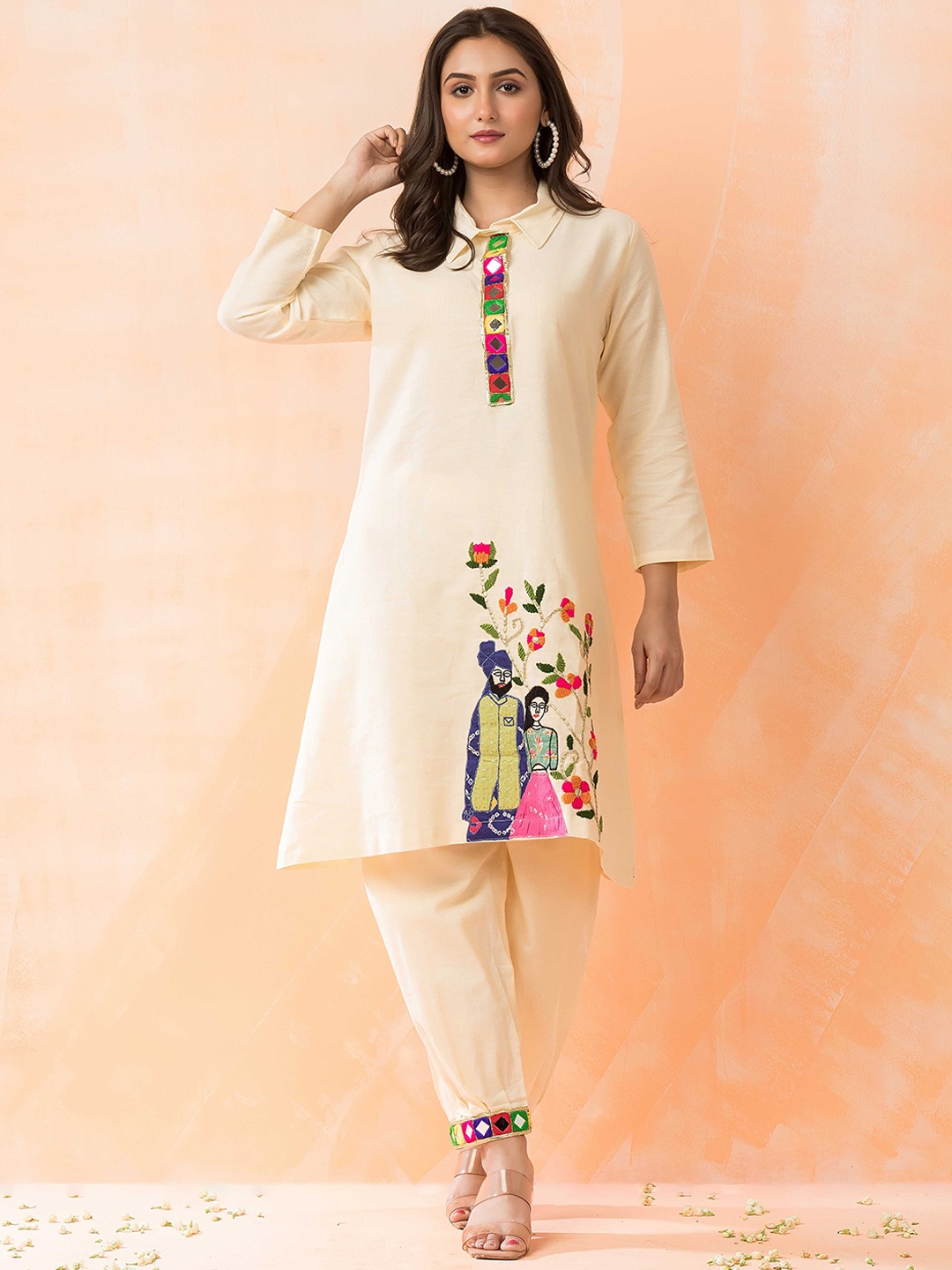 SACRED SUTA Women Floral Embroidered Regular Mirror Work Pure Cotton Kurta with Salwar, White
SACRED SUTA Women Floral Embroidered Regular Mirror Work Pure Cotton Kurta with Salwar, White