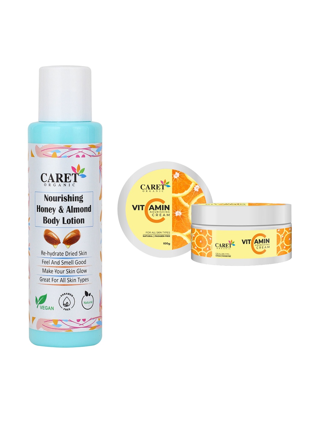 CARET ORGANIC Nourishing Honey Body Lotion -100 ml With Vitamin C Nourishing Cream - 100 g, White
CARET ORGANIC Nourishing Honey Body Lotion -100 ml With Vitamin C Nourishing Cream - 100 g, White