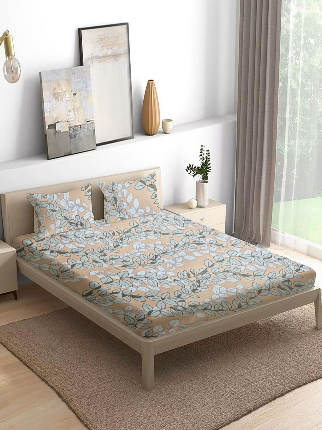 THE little BIG STORE Peach Coloured Leaves Cotton 300 TC Queen Bedsheet Set 1.98m x 1.82m
THE little BIG STORE Peach Coloured Leaves Cotton 300 TC Queen Bedsheet Set 1.98m x 1.82m