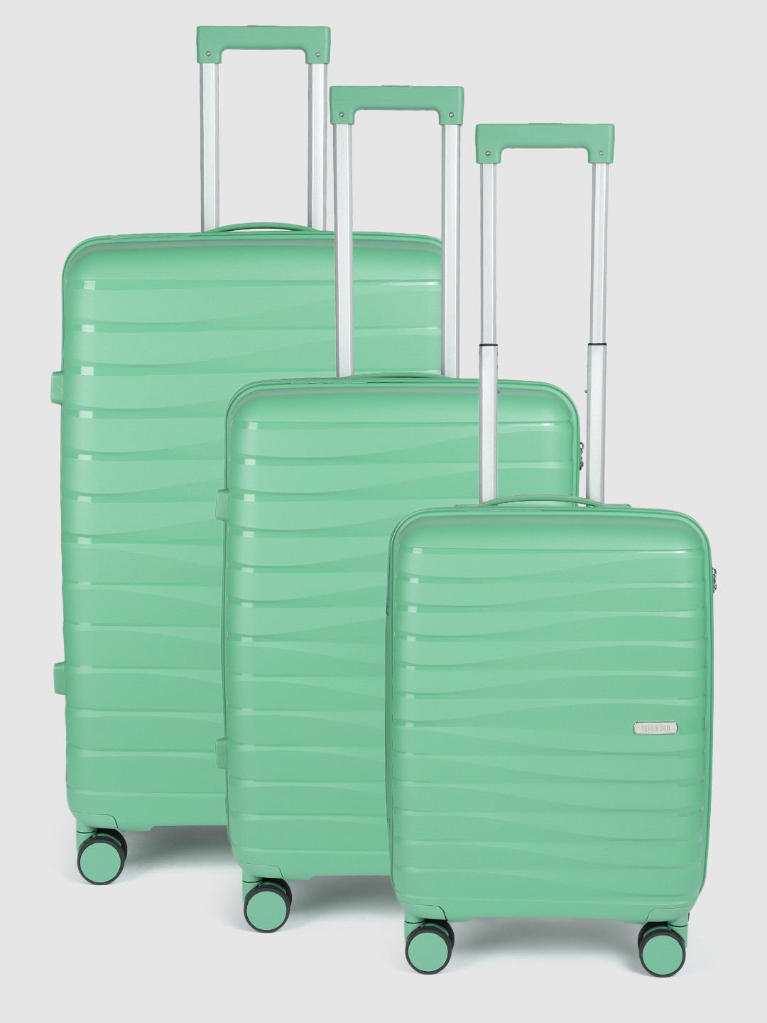 Teakwood Leathers 3Pcs Rise Textured 360-Degree Rotation Hard-Sided Trolley Bags 191L, Green
Teakwood Leathers 3Pcs Rise Textured 360-Degree Rotation Hard-Sided Trolley Bags 191L, Green