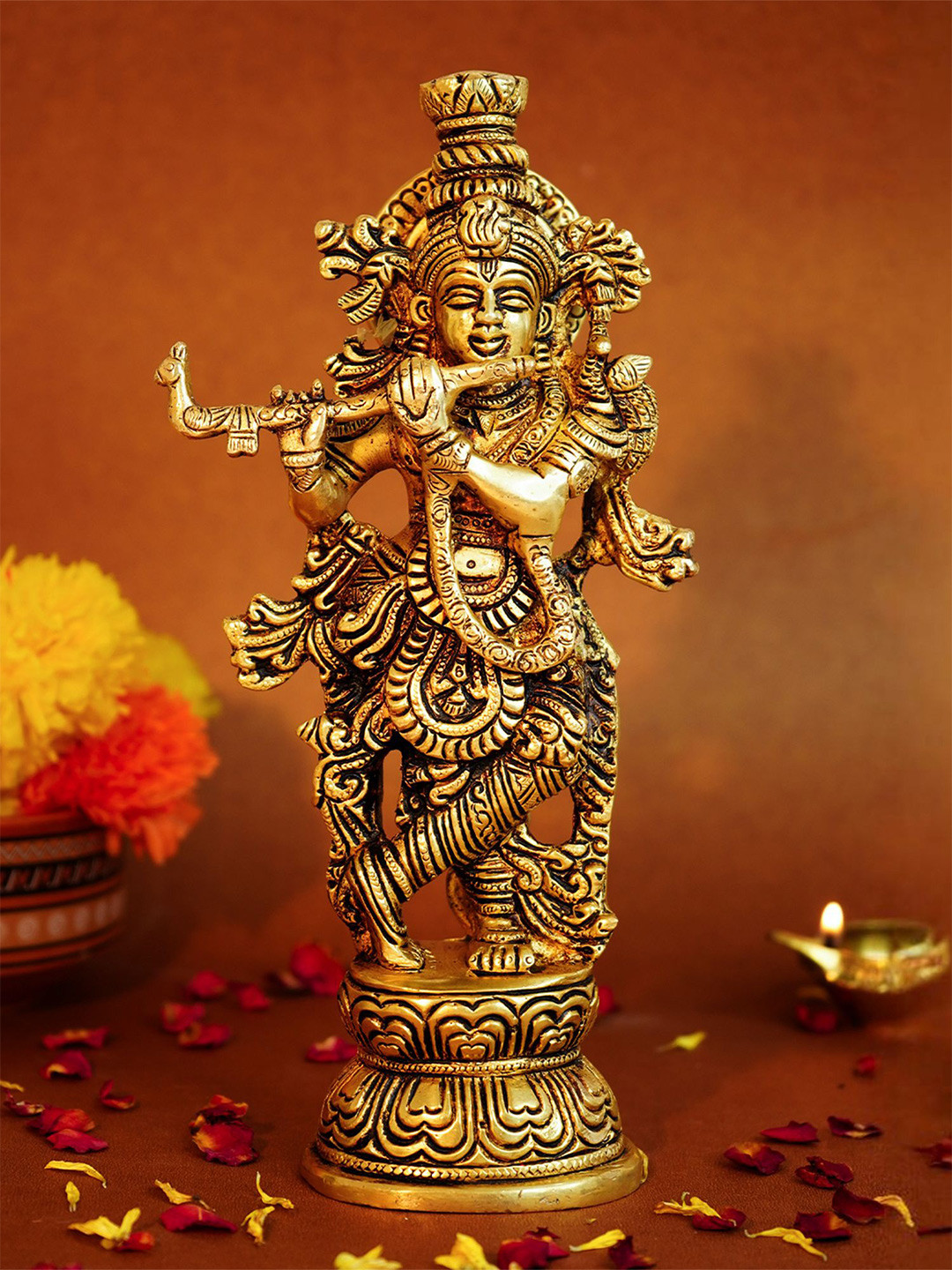 Ekhasa Gold-Toned Lord Krishna Religious Idol Showpiece
Ekhasa Gold-Toned Lord Krishna Religious Idol Showpiece