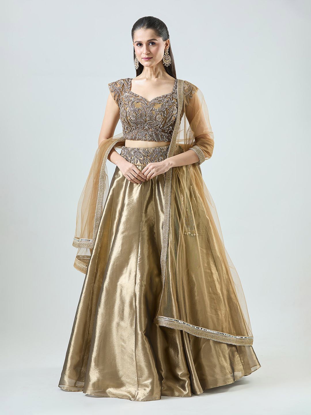 Samyukta Singhania Women Embellished Sequinned Ready to Wear Lehenga & Blouse With Dupatta, Gold
Samyukta Singhania Women Embellished Sequinned Ready to Wear Lehenga & Blouse With Dupatta, Gold
