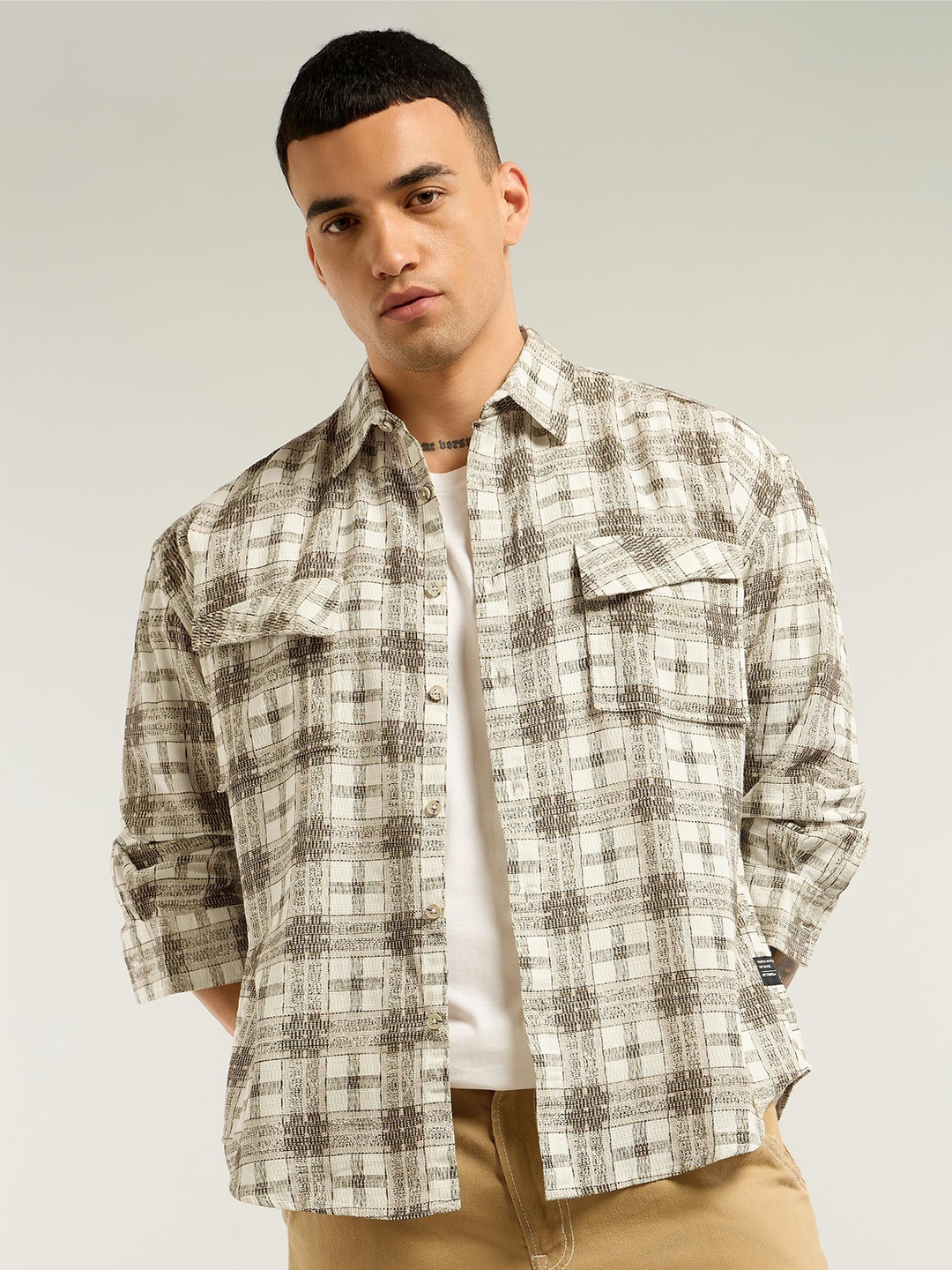 Beyoung Men Spread Collar Abstract Printed Cotton Relaxed Fit Casual Shirt, Brown
Beyoung Men Spread Collar Abstract Printed Cotton Relaxed Fit Casual Shirt, Brown