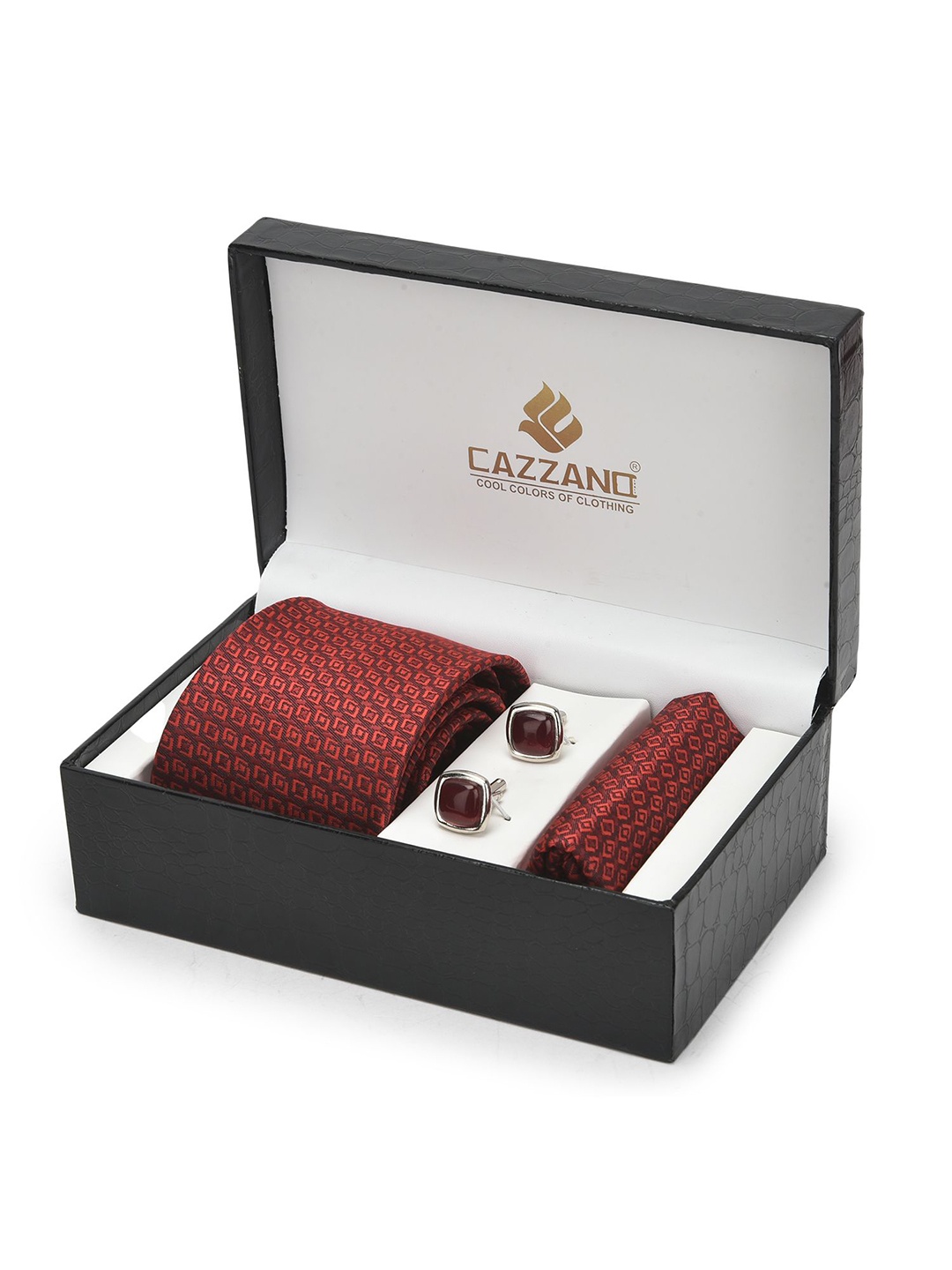 Cazzano Men Abstract Embroidered Slim Tie Cufflinks & Pocket Square Accessory Gift Set, Maroon
Cazzano Men Abstract Embroidered Slim Tie Cufflinks & Pocket Square Accessory Gift Set, Maroon