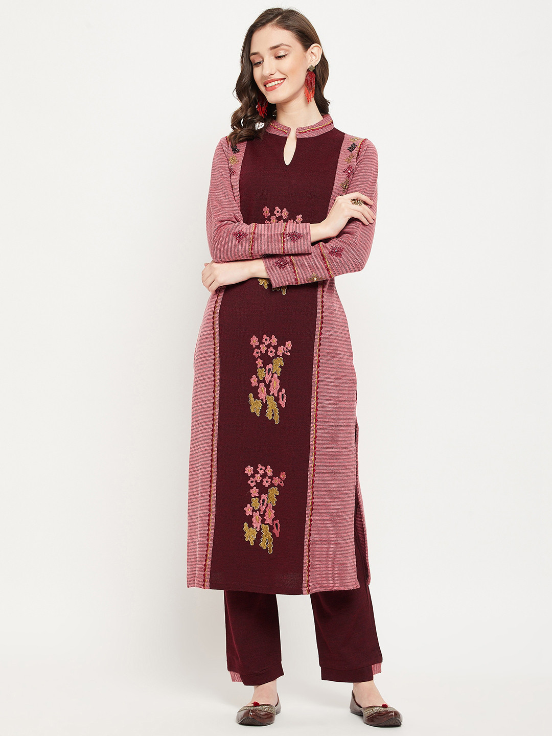 Zigo Ethnic Motifs Embroidered Regular Mirror Work Pure Wool Straight Kurta with Palazzos, Pink
Zigo Ethnic Motifs Embroidered Regular Mirror Work Pure Wool Straight Kurta with Palazzos, Pink