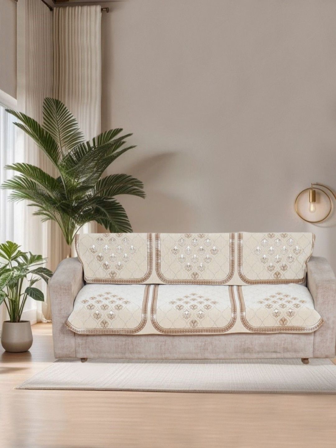 MORADO Off White & Gold-Toned 6 Pieces Embroidered 3 Seater Sofa Covers
MORADO Off White & Gold-Toned 6 Pieces Embroidered 3 Seater Sofa Covers