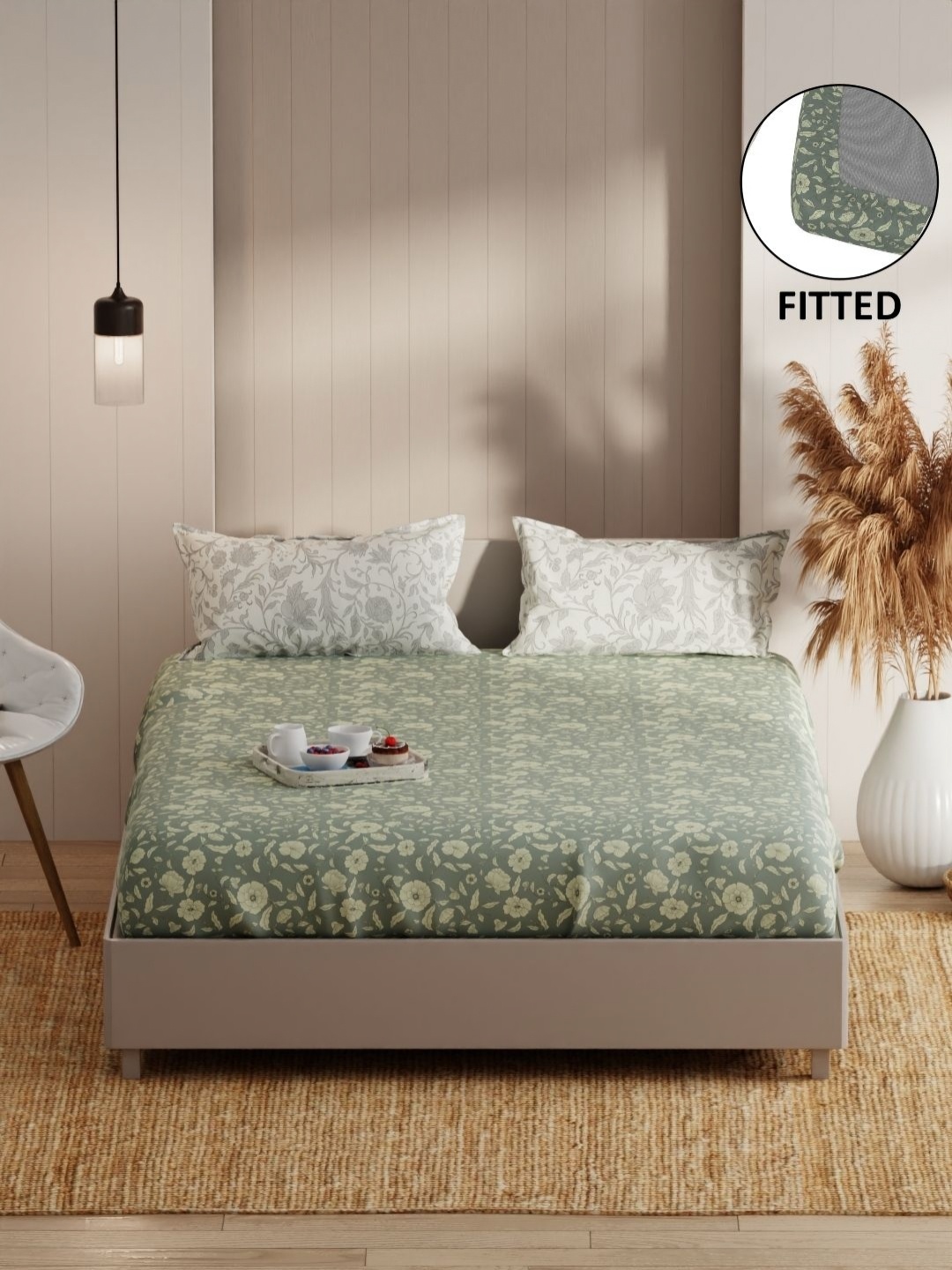 KOPA Grey & Green Floral Microfiber 152TC Queen Bedsheet & 2 Pillow Covers 1.80 x 1.98 Mts
KOPA Grey & Green Floral Microfiber 152TC Queen Bedsheet & 2 Pillow Covers 1.80 x 1.98 Mts