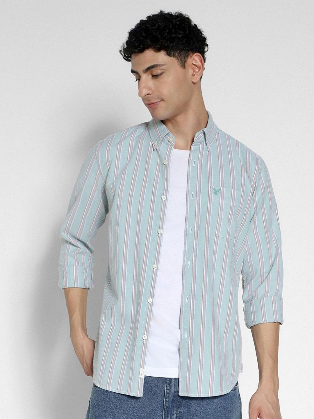 AMERICAN EAGLE OUTFITTERS Men Button-Down Collar Vertical Striped Cotton Casual Shirt, Green
AMERICAN EAGLE OUTFITTERS Men Button-Down Collar Vertical Striped Cotton Casual Shirt, Green