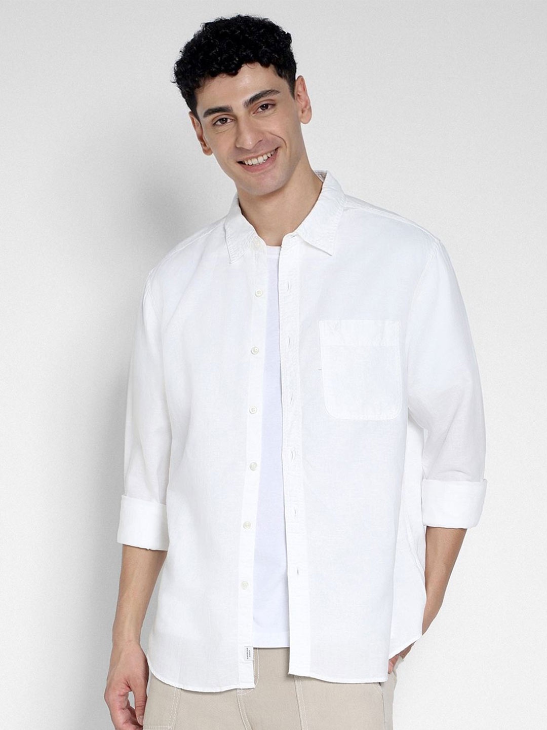 AMERICAN EAGLE OUTFITTERS Men Spread Collar Solid Linen Relaxed Fit Casual Shirt, White
AMERICAN EAGLE OUTFITTERS Men Spread Collar Solid Linen Relaxed Fit Casual Shirt, White
