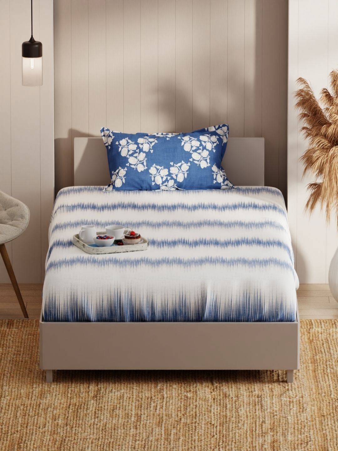 KOPA Blue & White Printed Microfiber 152 TC Single Bedsheet with 1 Pillow Cover 1.5 x 2.3m
KOPA Blue & White Printed Microfiber 152 TC Single Bedsheet with 1 Pillow Cover 1.5 x 2.3m