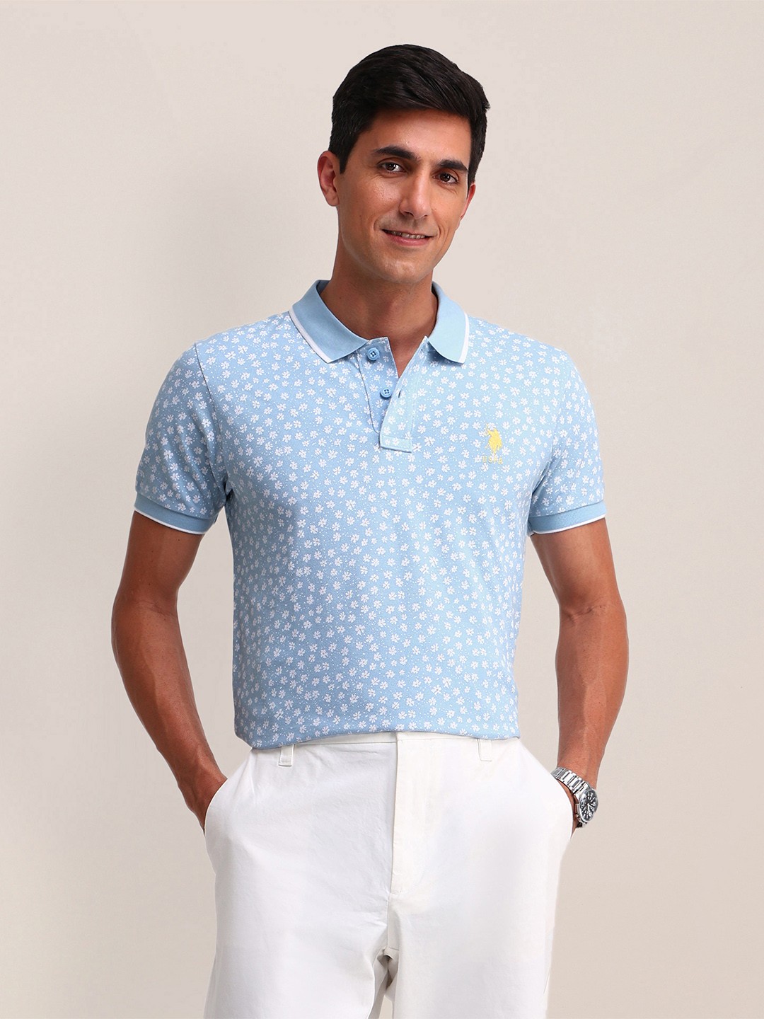U.S. Polo Assn. Floral Printed Polo Collar Pure Cotton Slim Fit T-shirt, Blue
U.S. Polo Assn. Floral Printed Polo Collar Pure Cotton Slim Fit T-shirt, Blue