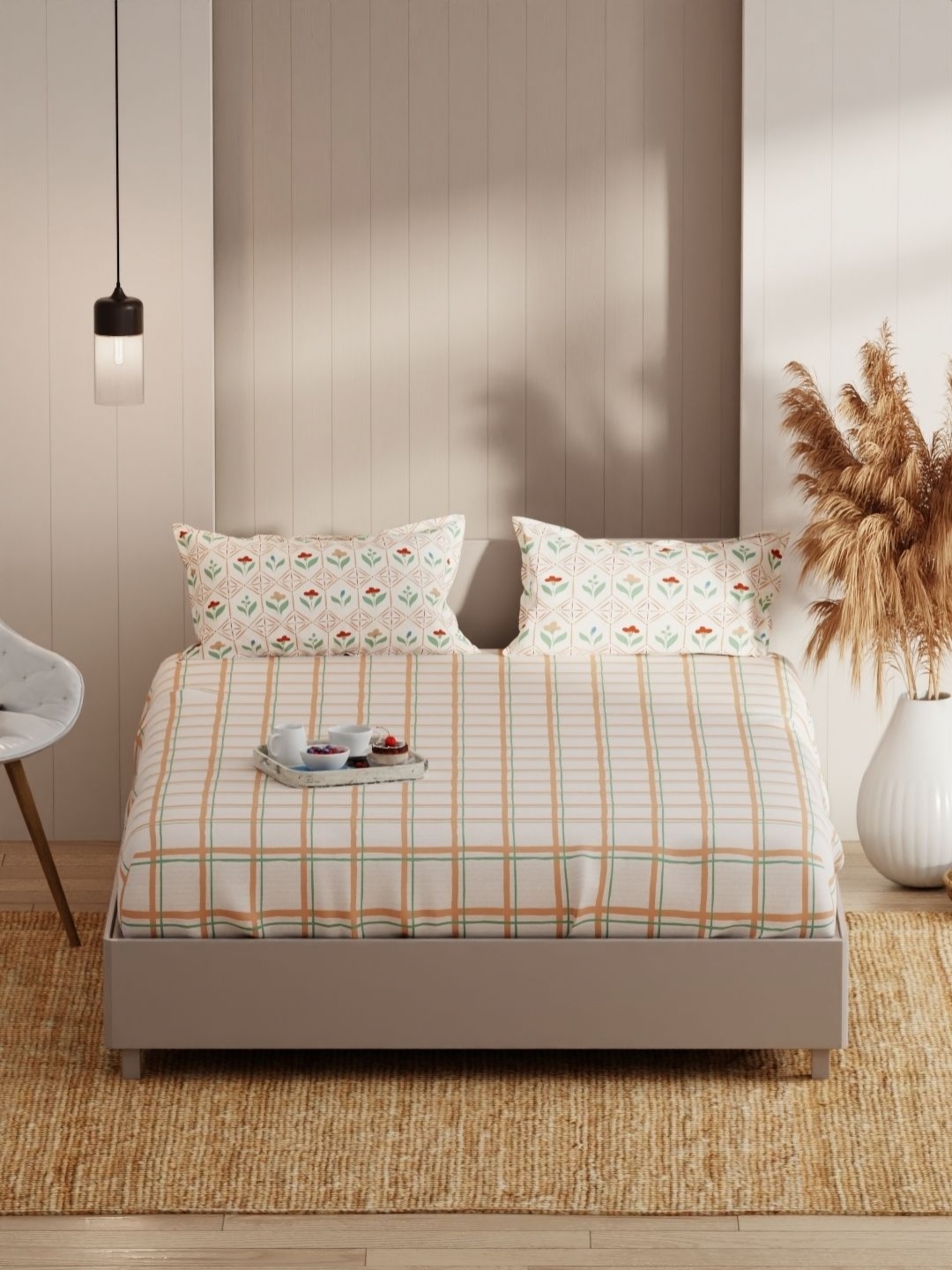 KOPA Beige Geometric 152 TC Microfiber Queen Bedsheet & 2 Pillow Covers 2.31 m X 2.54 m
KOPA Beige Geometric 152 TC Microfiber Queen Bedsheet & 2 Pillow Covers 2.31 m X 2.54 m