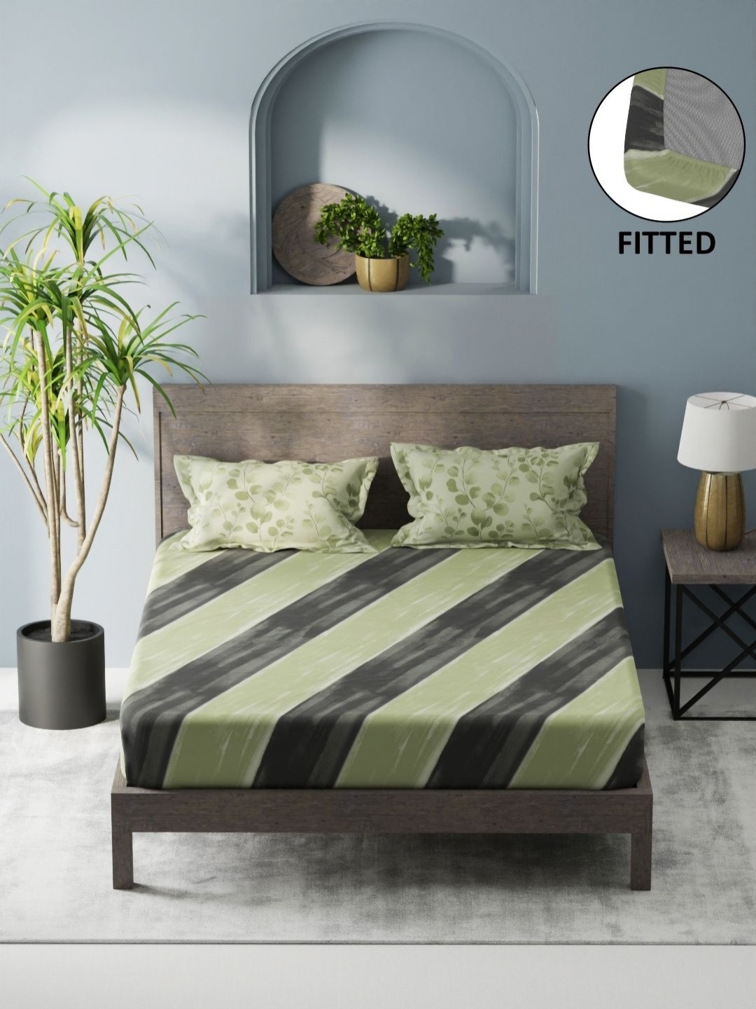 KOPA Green Striped Microfiber 200 TC Fitted King Bedsheet with 2 Pillow Covers 1.8 x 1.9m
KOPA Green Striped Microfiber 200 TC Fitted King Bedsheet with 2 Pillow Covers 1.8 x 1.9m