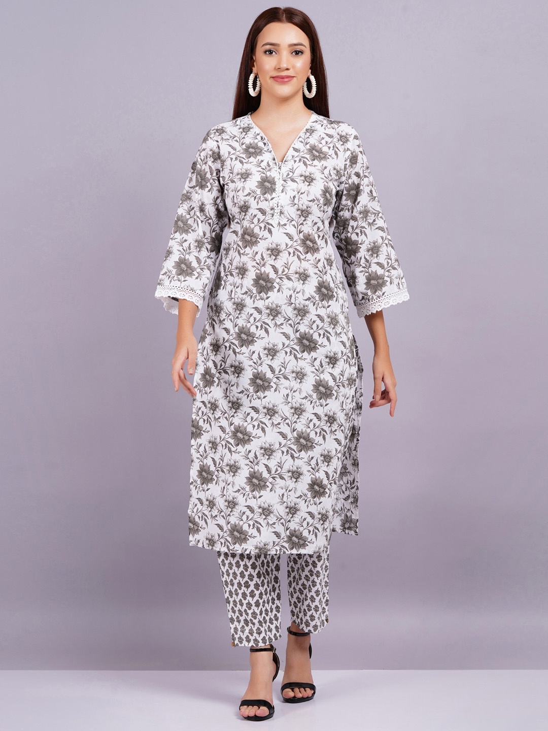 HIGHLIGHT FASHION EXPORT Floral Printed Regular Pure Cotton Straight Kurta with Trousers, Grey
HIGHLIGHT FASHION EXPORT Floral Printed Regular Pure Cotton Straight Kurta with Trousers, Grey