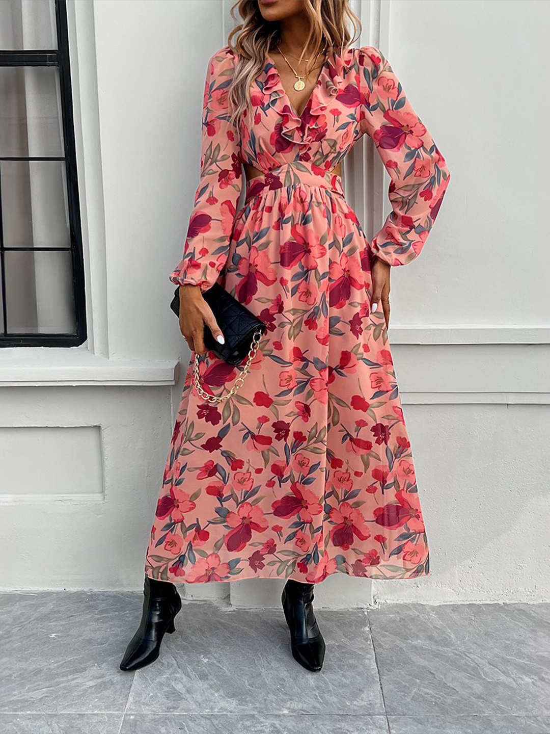 StyleCast Women V-Neck Puff Sleeves Floral Print Cut-Outs Fit and Flare Maxi Dress, Pink
StyleCast Women V-Neck Puff Sleeves Floral Print Cut-Outs Fit and Flare Maxi Dress, Pink