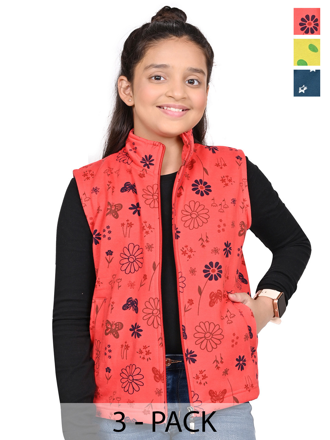 BAESD Girls Pack Of 3 Mock Collar Floral Printed Fleece Casual Open Front Jackets, Teal
BAESD Girls Pack Of 3 Mock Collar Floral Printed Fleece Casual Open Front Jackets, Teal