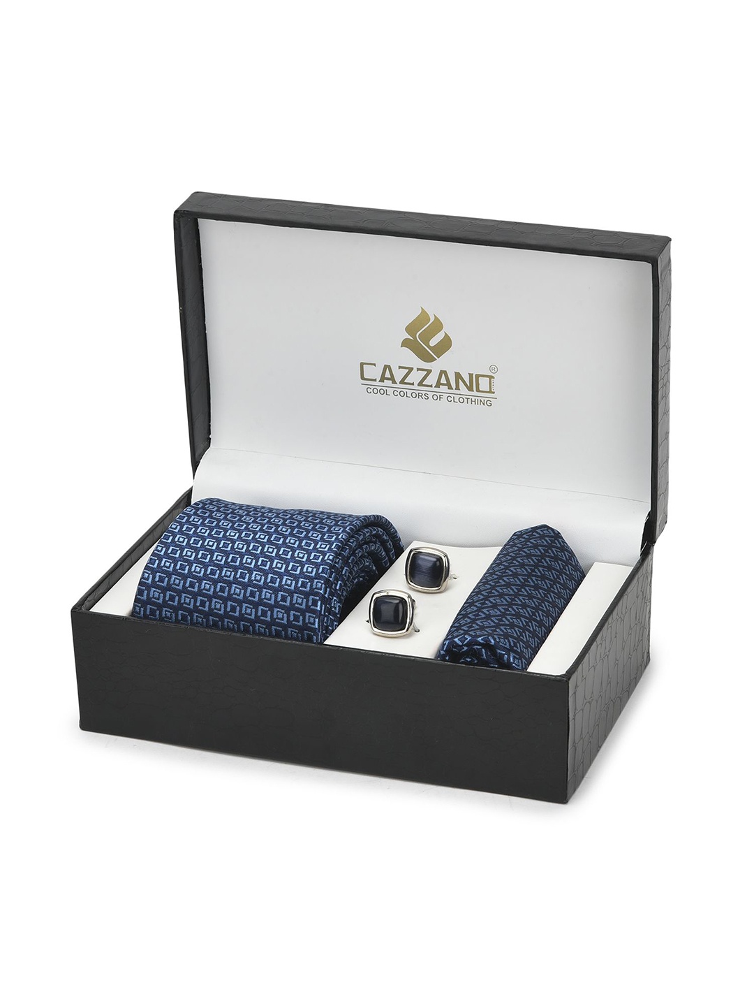 Cazzano Men Abstract Embroidered Slim Tie Cufflinks & Pocket Square Accessory Gift Set, Blue
Cazzano Men Abstract Embroidered Slim Tie Cufflinks & Pocket Square Accessory Gift Set, Blue