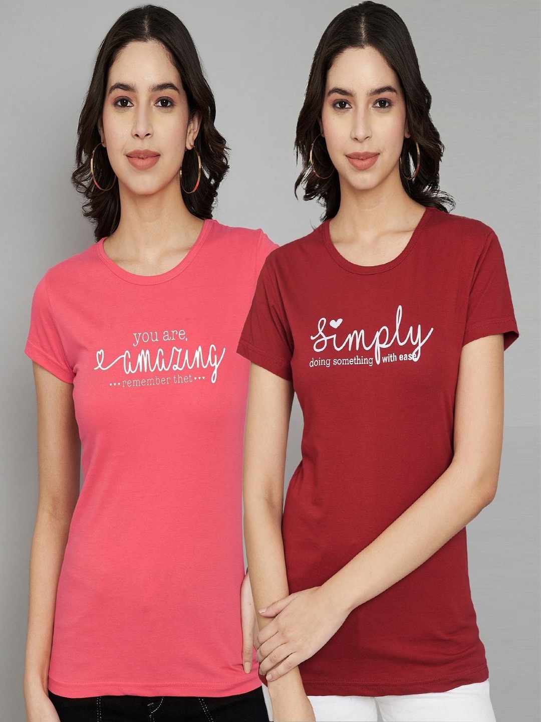 Trend Level Women Pack Of 2 Typography Printed Round Neck Cotton T-shirts, Coral
Trend Level Women Pack Of 2 Typography Printed Round Neck Cotton T-shirts, Coral