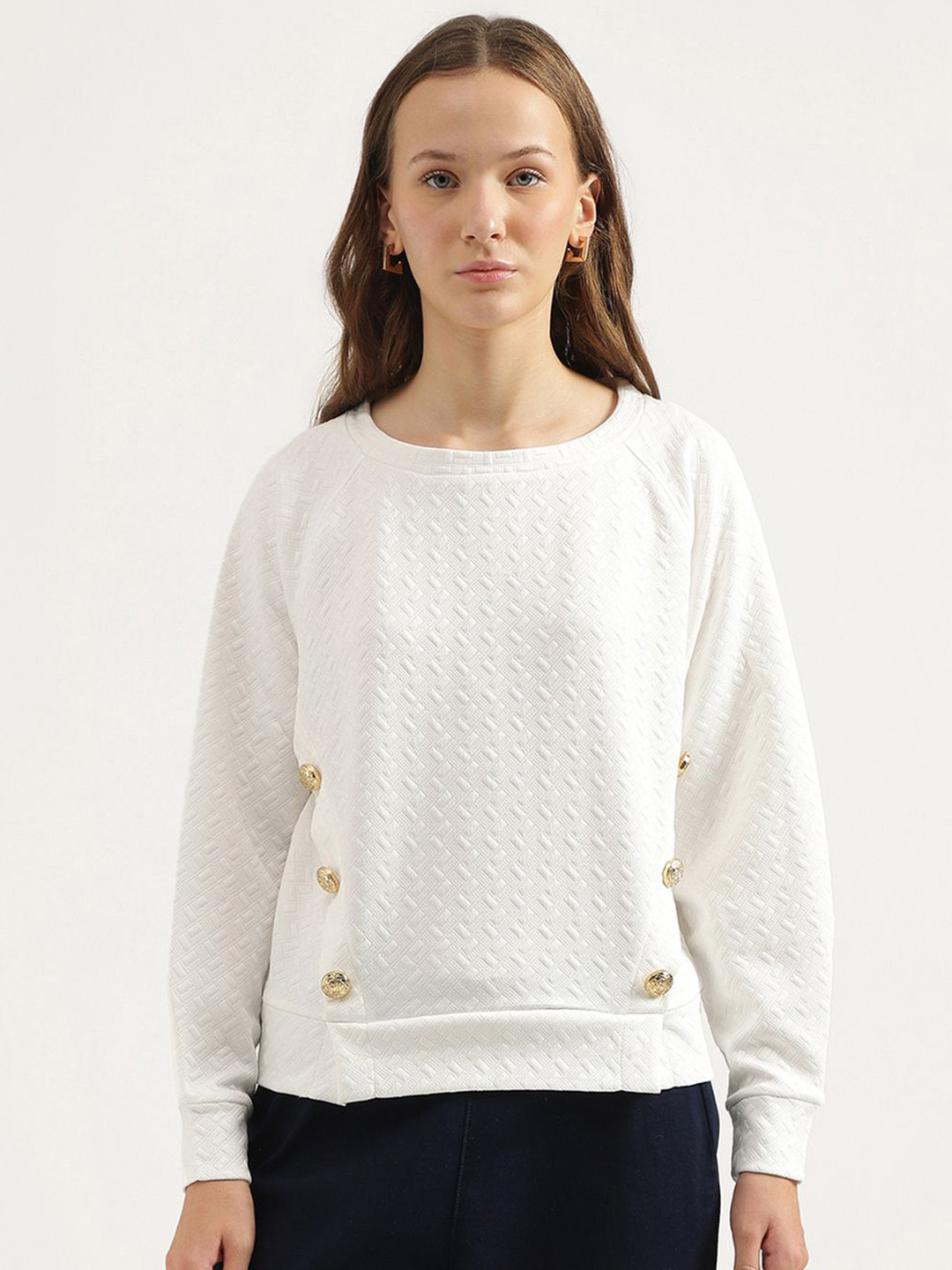 United Colors of Benetton Women Self Design Round Neck Cotton Pullover Sweatshirt, White
United Colors of Benetton Women Self Design Round Neck Cotton Pullover Sweatshirt, White