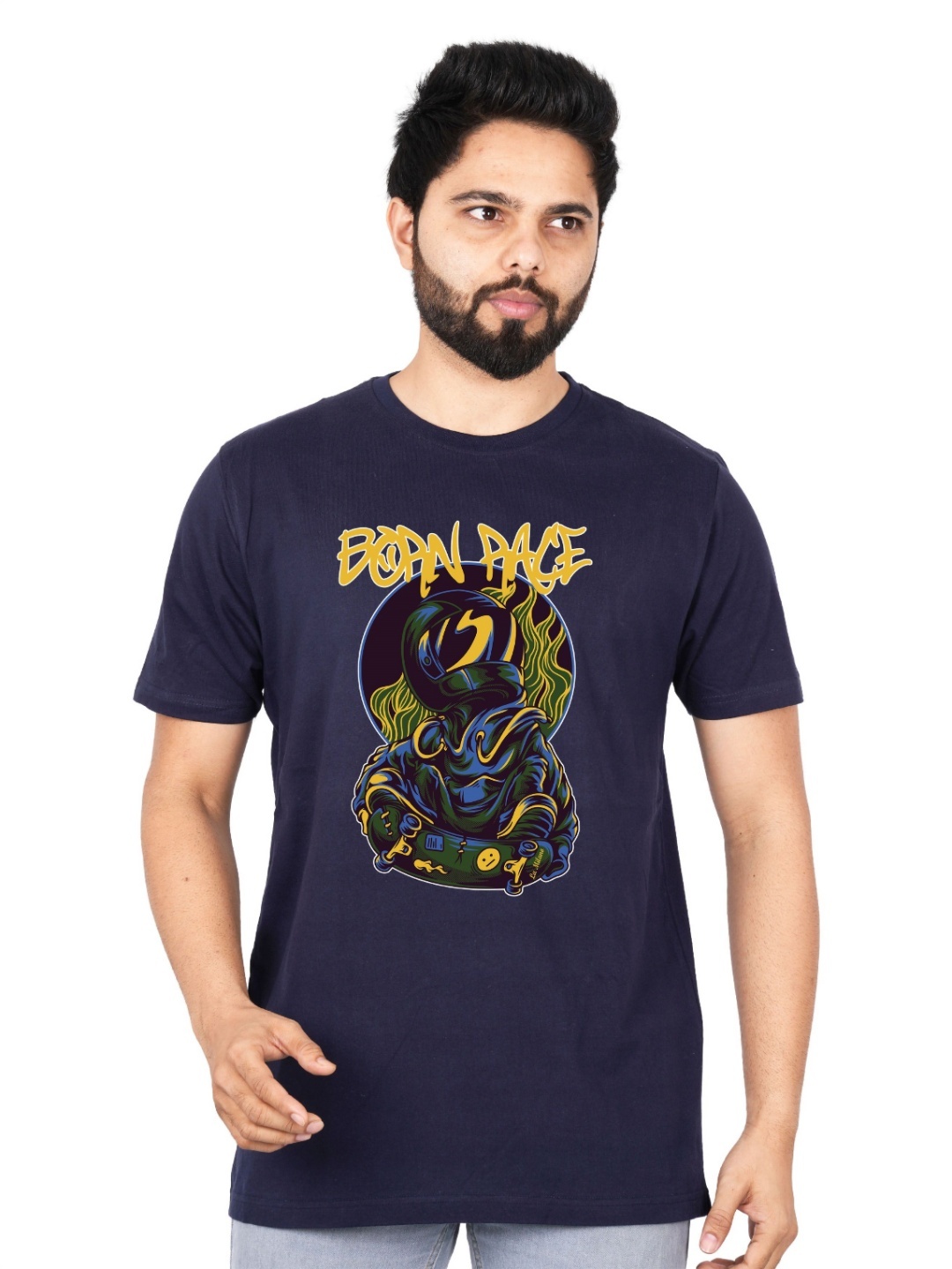 LA MILANO Men Graphic Printed Round Neck Pure Cotton Slim Fit T-shirt, Navy blue
LA MILANO Men Graphic Printed Round Neck Pure Cotton Slim Fit T-shirt, Navy blue