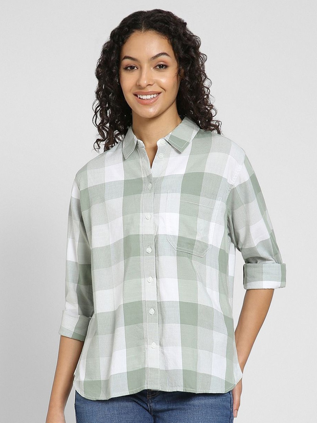 AMERICAN EAGLE OUTFITTERS Women Spread Collar Tartan Checked Cotton Casual Shirt, Green
AMERICAN EAGLE OUTFITTERS Women Spread Collar Tartan Checked Cotton Casual Shirt, Green