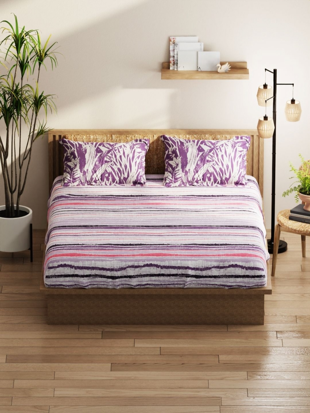 KOPA Purple & White Striped 152 TC Microfiber Double Queen Bedsheet Set-2.18 m X 2.39 m
KOPA Purple & White Striped 152 TC Microfiber Double Queen Bedsheet Set-2.18 m X 2.39 m
