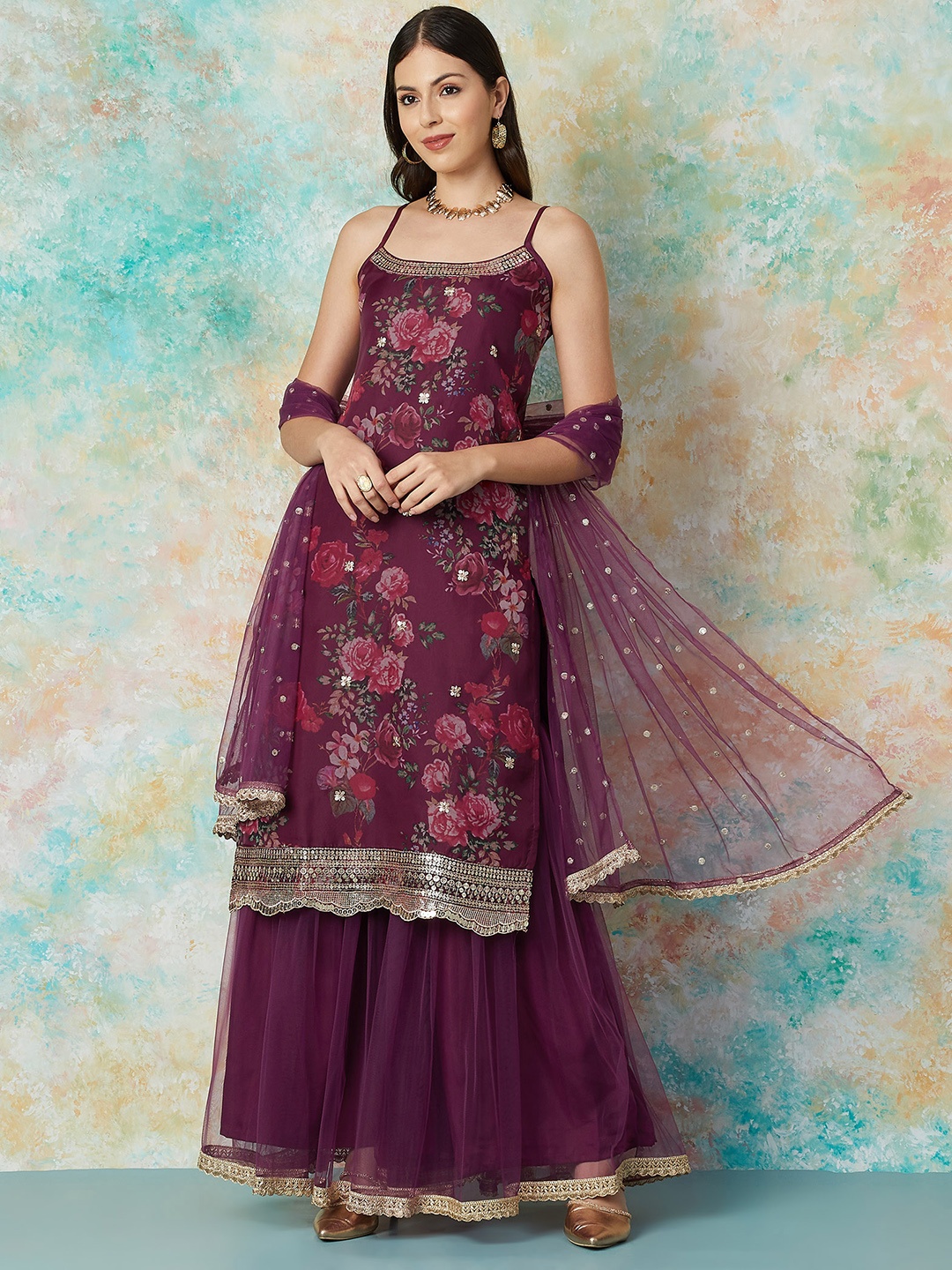 Melange by Lifestyle Ethnic Motifs Embroidered Straight Kurta With Pyjamas & Dupatta, Red
Melange by Lifestyle Ethnic Motifs Embroidered Straight Kurta With Pyjamas & Dupatta, Red