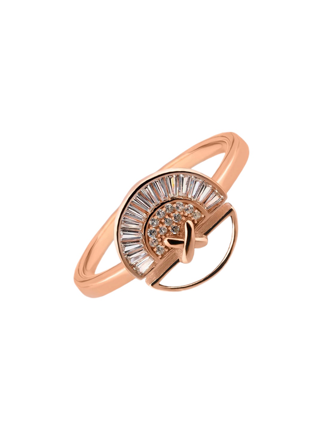De Flossy Silver Women 925 Sterling Silver Rose Gold Plated Baguute Stone Studded Ring
De Flossy Silver Women 925 Sterling Silver Rose Gold Plated Baguute Stone Studded Ring