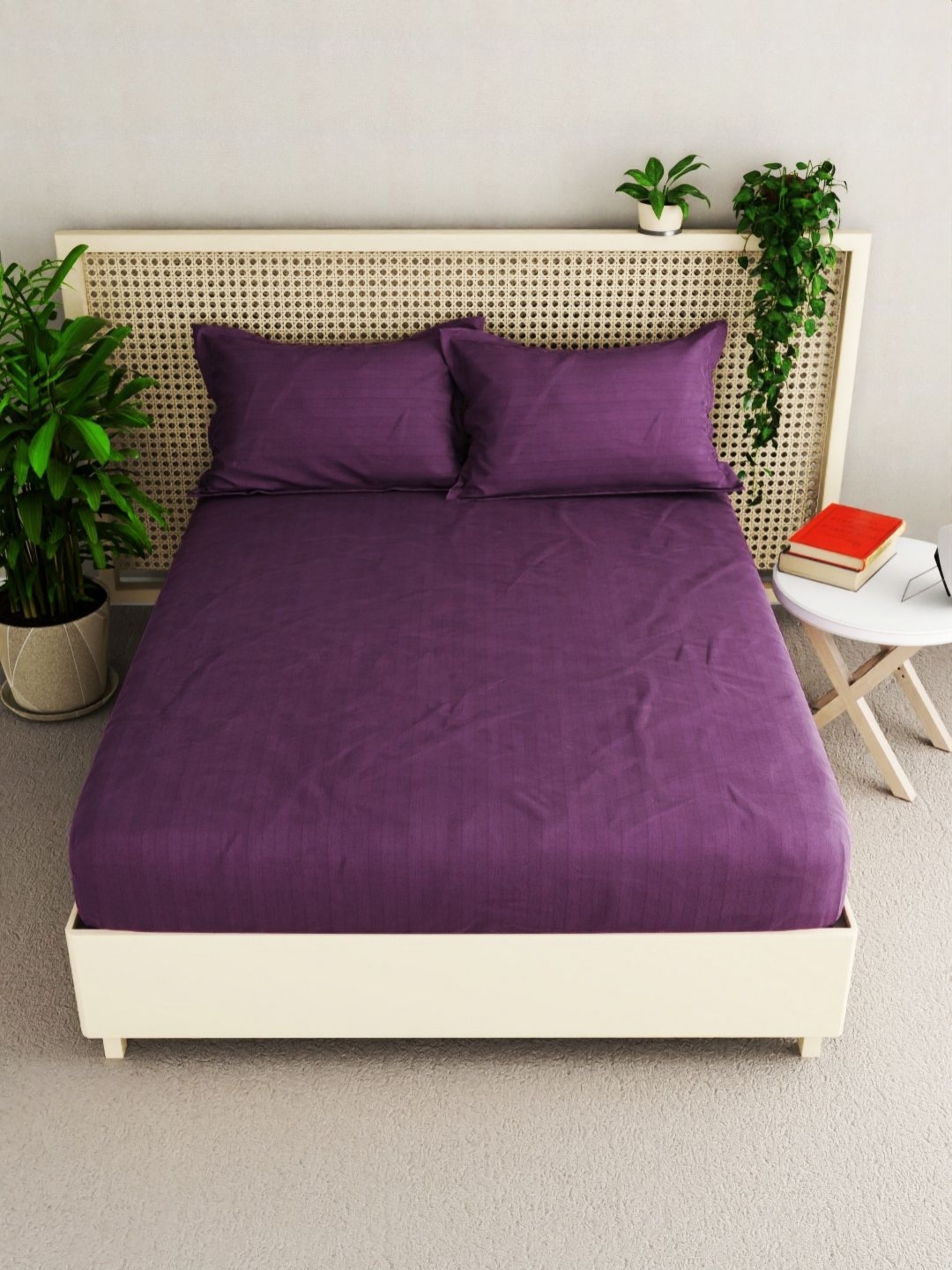 BIANCA Purple Striped Pure Cotton 210 TC King Bedsheet & 2 Pillow Covers 2.74 x 2.74 Mts
BIANCA Purple Striped Pure Cotton 210 TC King Bedsheet & 2 Pillow Covers 2.74 x 2.74 Mts