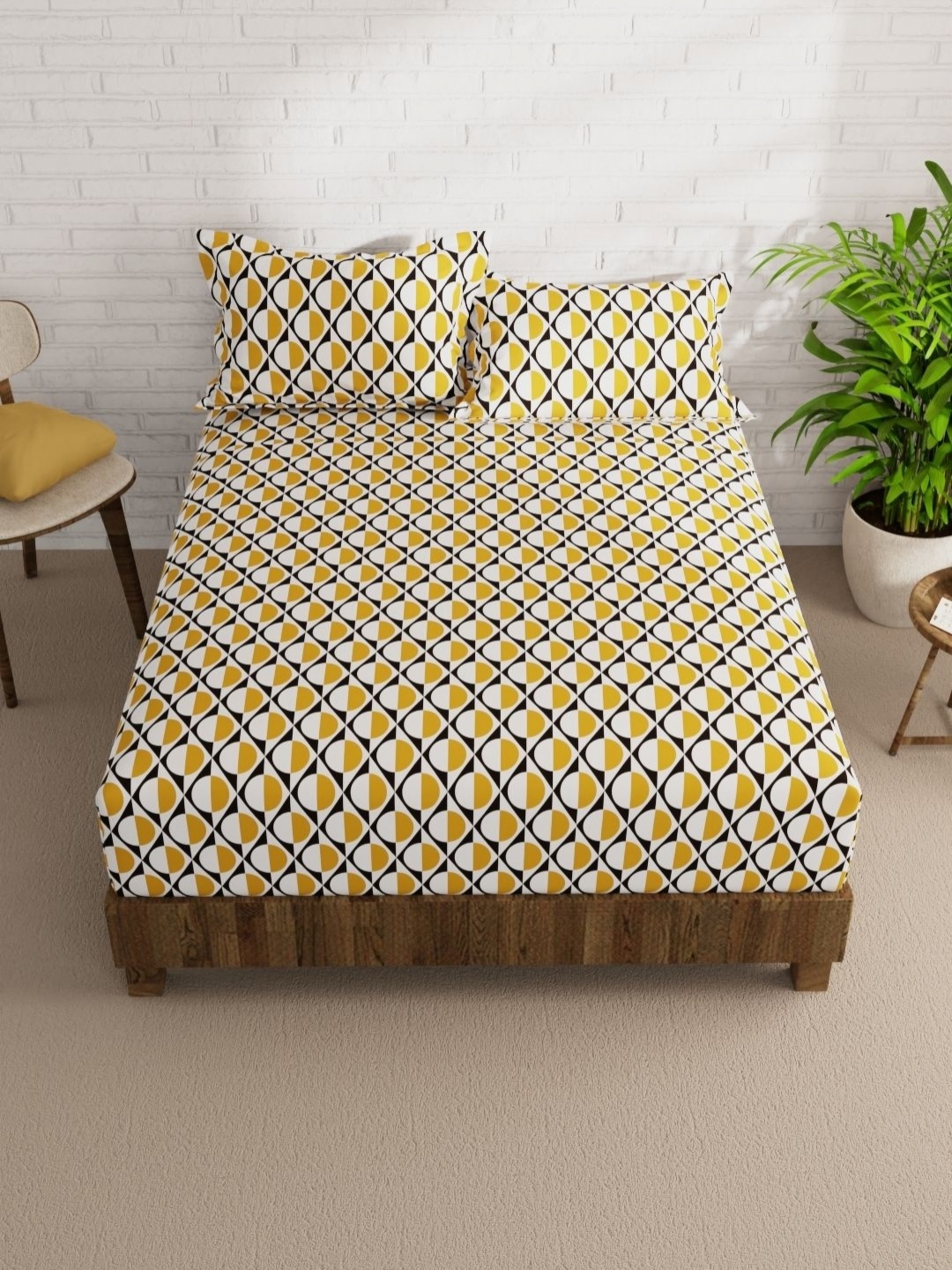 KOPA Envogue Beige & White Geometric 152 TC Cotton Queen Bedsheet With 2 Pillow Covers
KOPA Envogue Beige & White Geometric 152 TC Cotton Queen Bedsheet With 2 Pillow Covers
