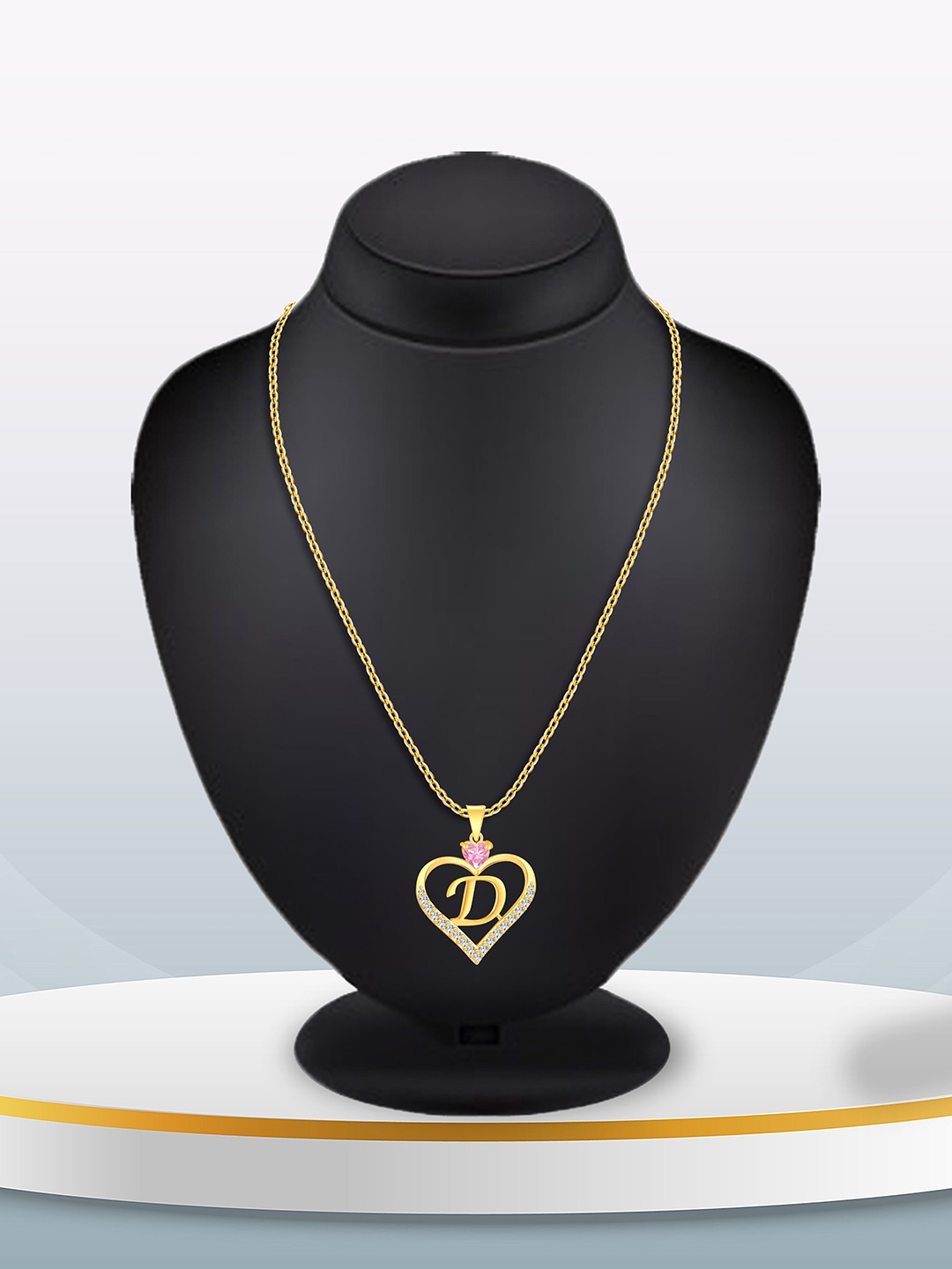 Heer Collection Gold-Plated Cubic Zirconia Studded Heart Shaped Pendant with Chain
Heer Collection Gold-Plated Cubic Zirconia Studded Heart Shaped Pendant with Chain