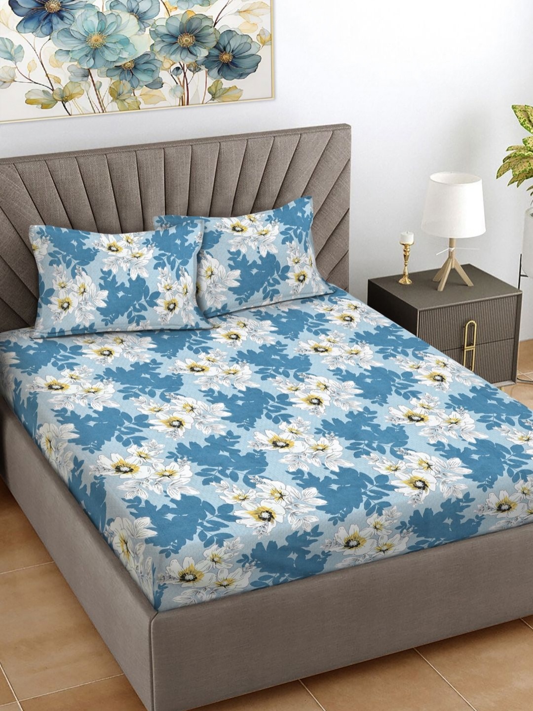 FABINALIV Blue Floral 300 TC Double King Bedsheet With 2 Pillow Covers 2.50 m X 2.20 m
FABINALIV Blue Floral 300 TC Double King Bedsheet With 2 Pillow Covers 2.50 m X 2.20 m