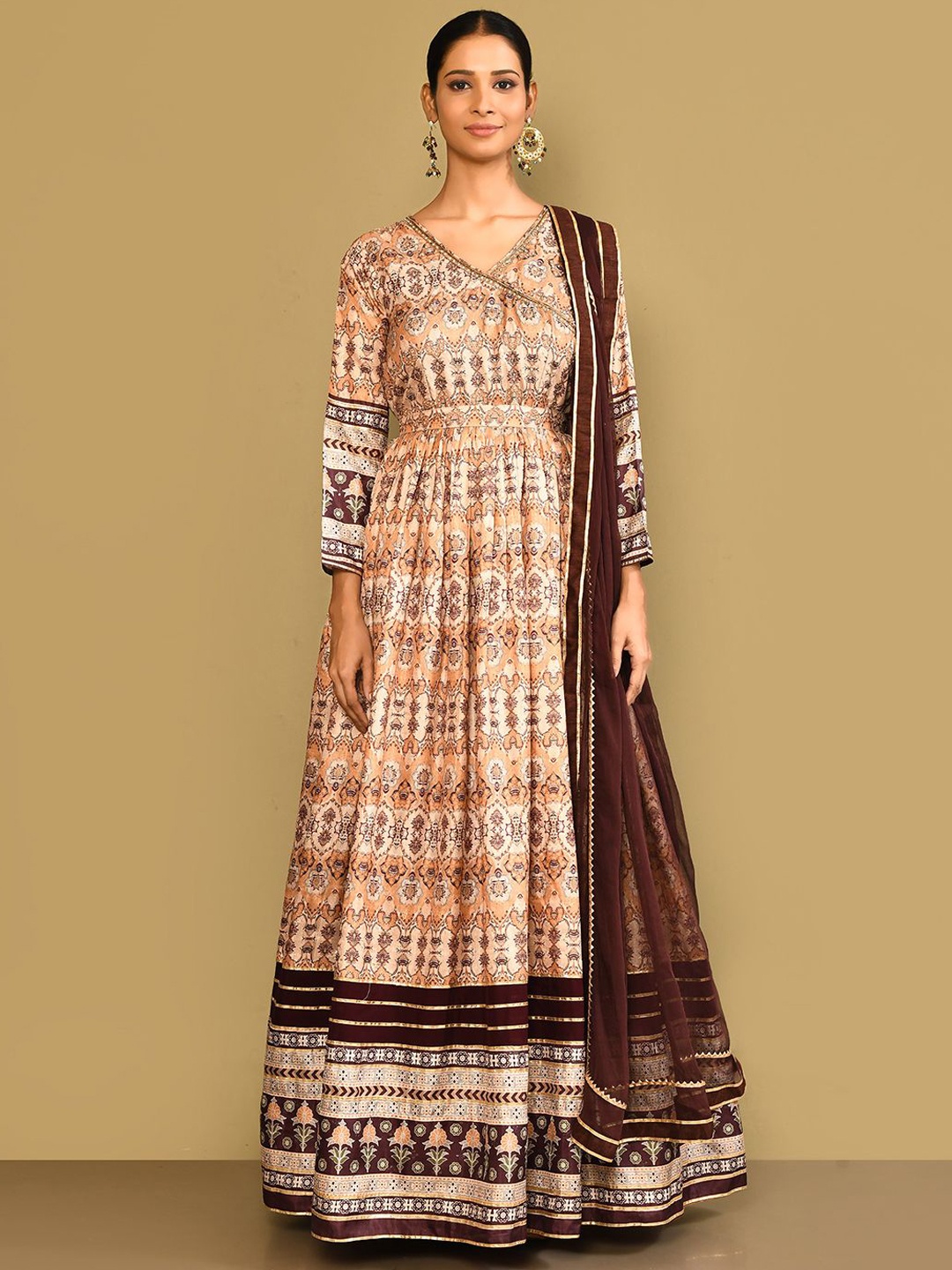 Samyukta Singhani Ethnic Motifs Printed Georgette Anarkali Ethnic Dress & Dupatta, Brown
Samyukta Singhani Ethnic Motifs Printed Georgette Anarkali Ethnic Dress & Dupatta, Brown
