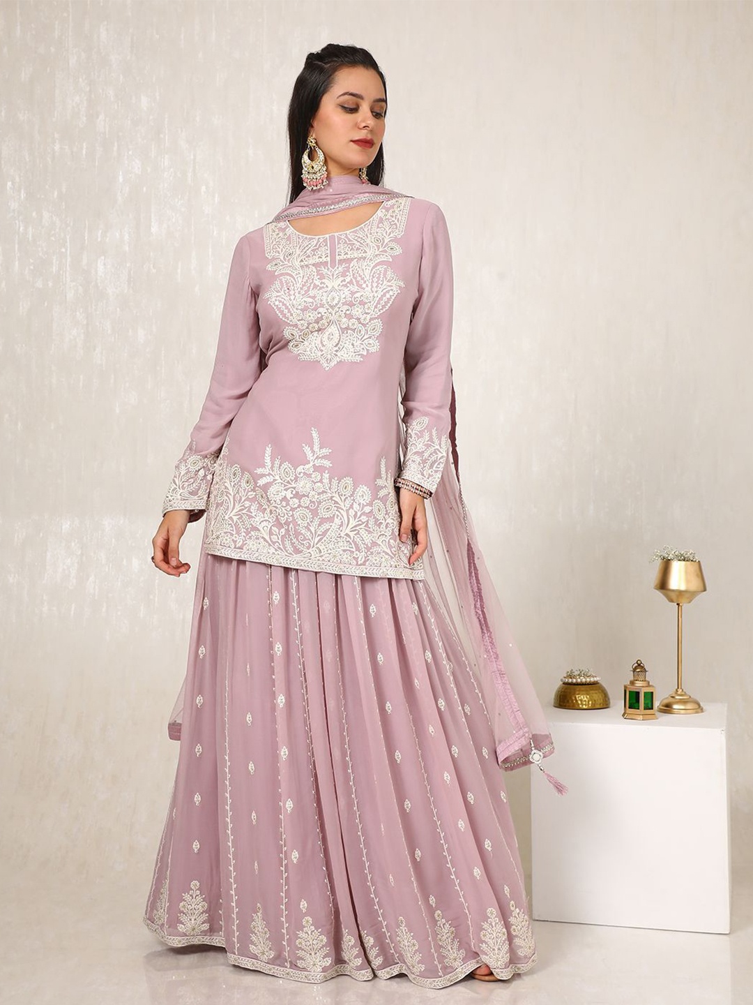 Soch Floral Embroidered Sequinned Georgette Ready to Wear Lehenga & Blouse With Dupatta, Pink
Soch Floral Embroidered Sequinned Georgette Ready to Wear Lehenga & Blouse With Dupatta, Pink