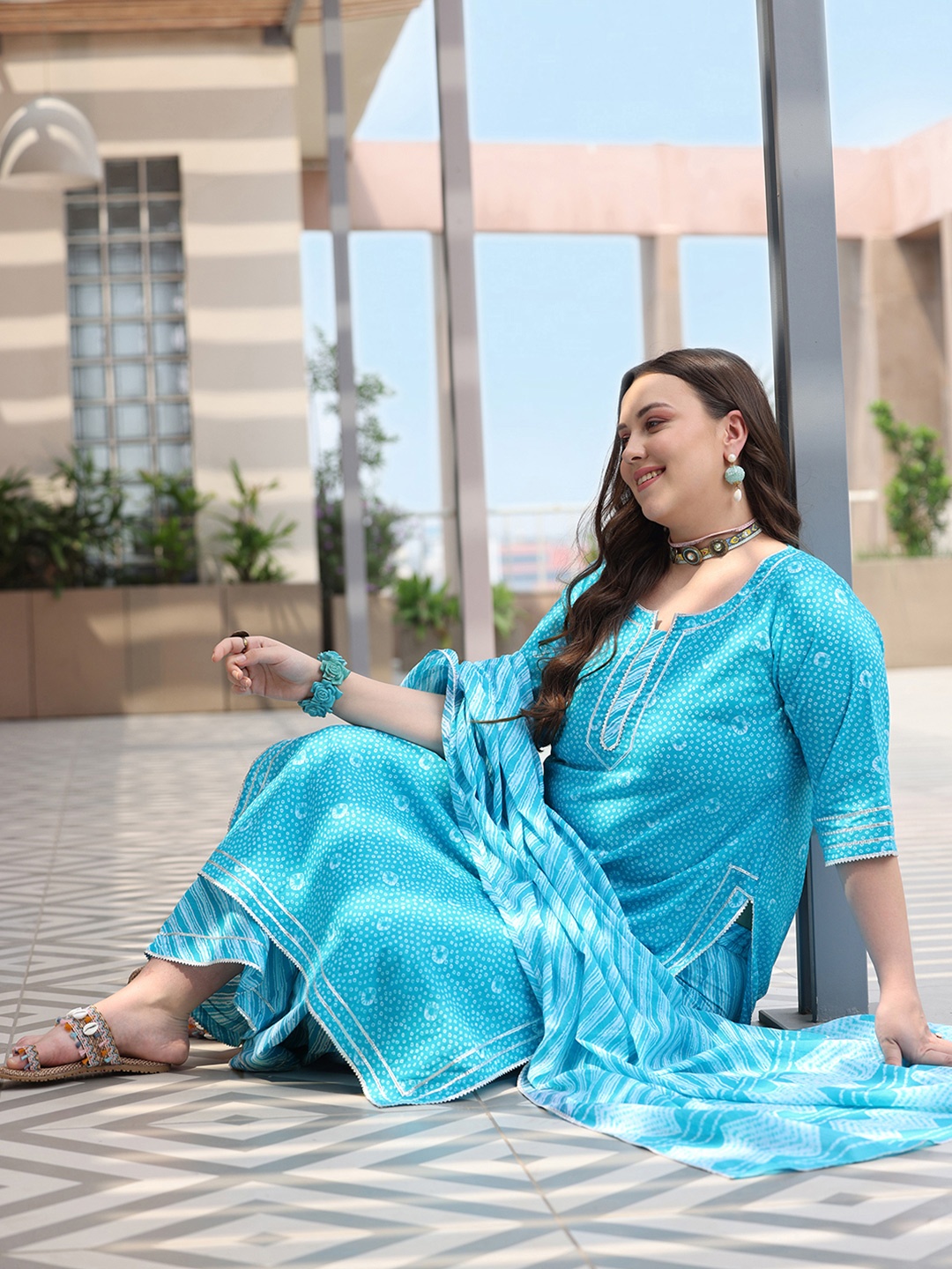 EXTRA LOVE BY LIBAS Plus Size Bandhani Printed Pure Cotton Kurta With Palazzo & Dupatta, Blue
EXTRA LOVE BY LIBAS Plus Size Bandhani Printed Pure Cotton Kurta With Palazzo & Dupatta, Blue