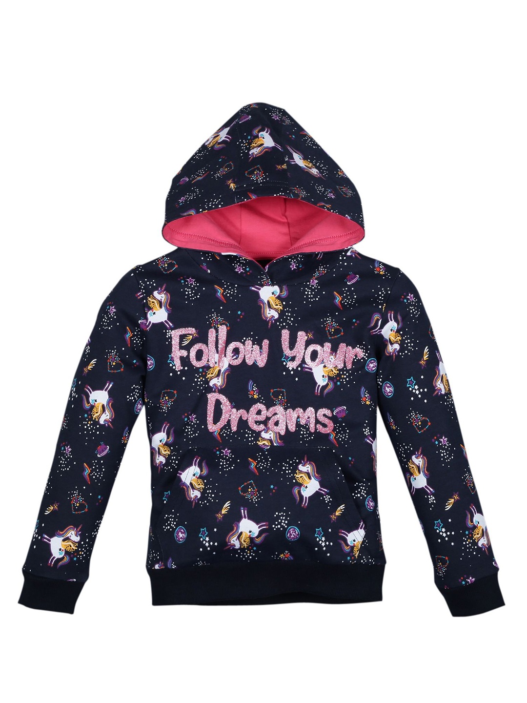 PLUM TREE Girls Conversational Printed Hood Cotton Pullover Sweatshirt, Navy blue
PLUM TREE Girls Conversational Printed Hood Cotton Pullover Sweatshirt, Navy blue