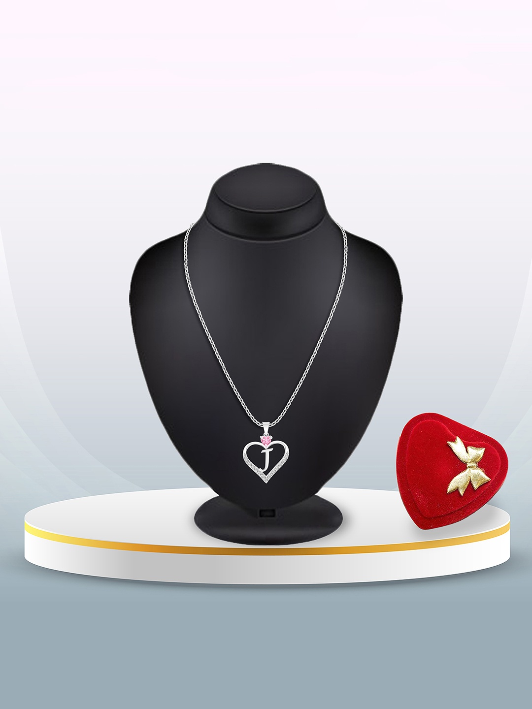 Heer Collection Silver-Plated Stainless Steel CZ J Letter Heart Shaped Pendant With Chain
Heer Collection Silver-Plated Stainless Steel CZ J Letter Heart Shaped Pendant With Chain